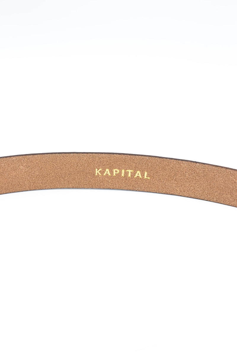 Oil Leather Studs DISCO Buckle Belt - Brown 7