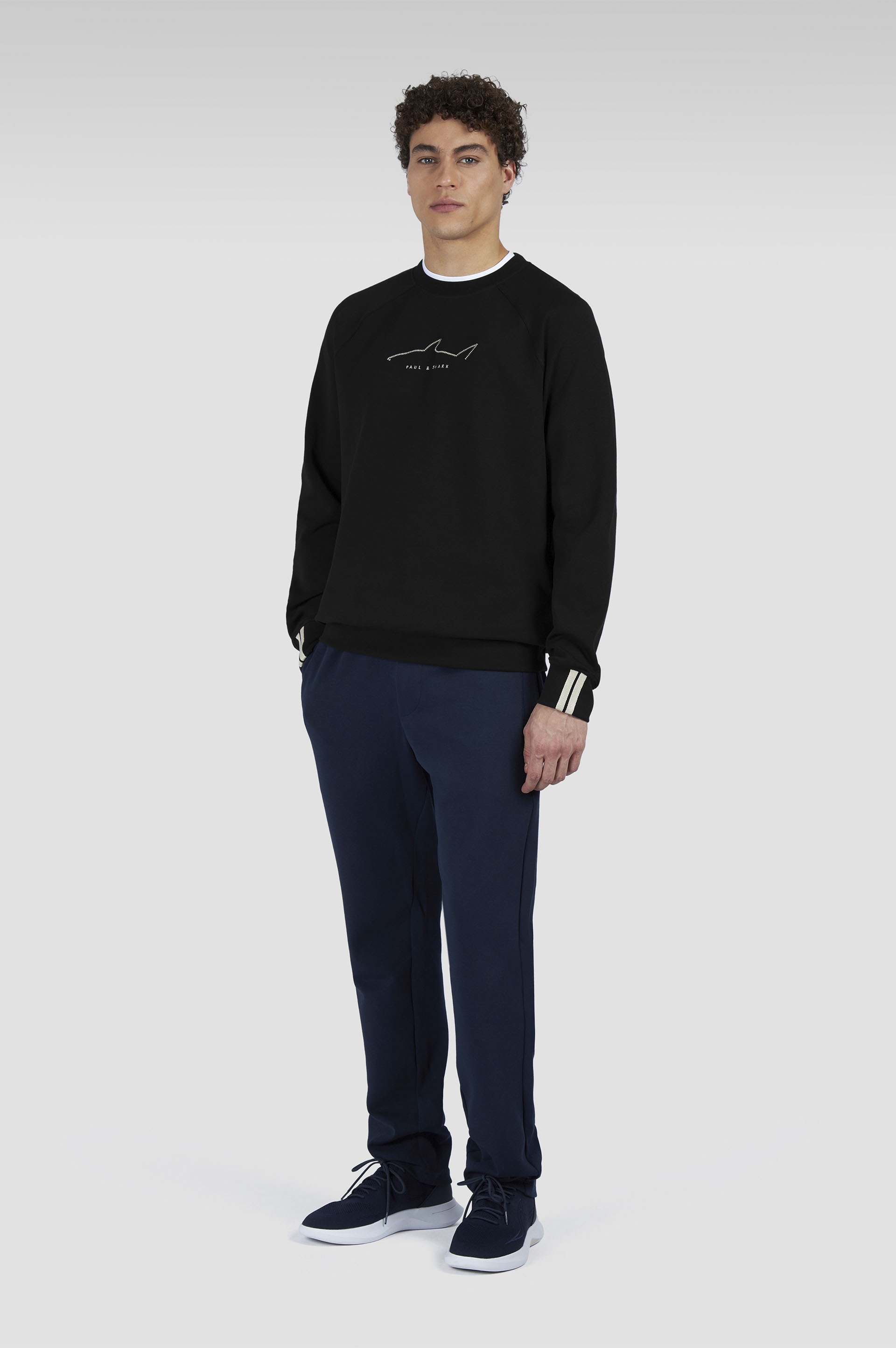 COTTON SWEATSHIRT WITH ACTIVE FLEECE AND EMBROIDERED SHARK - 2