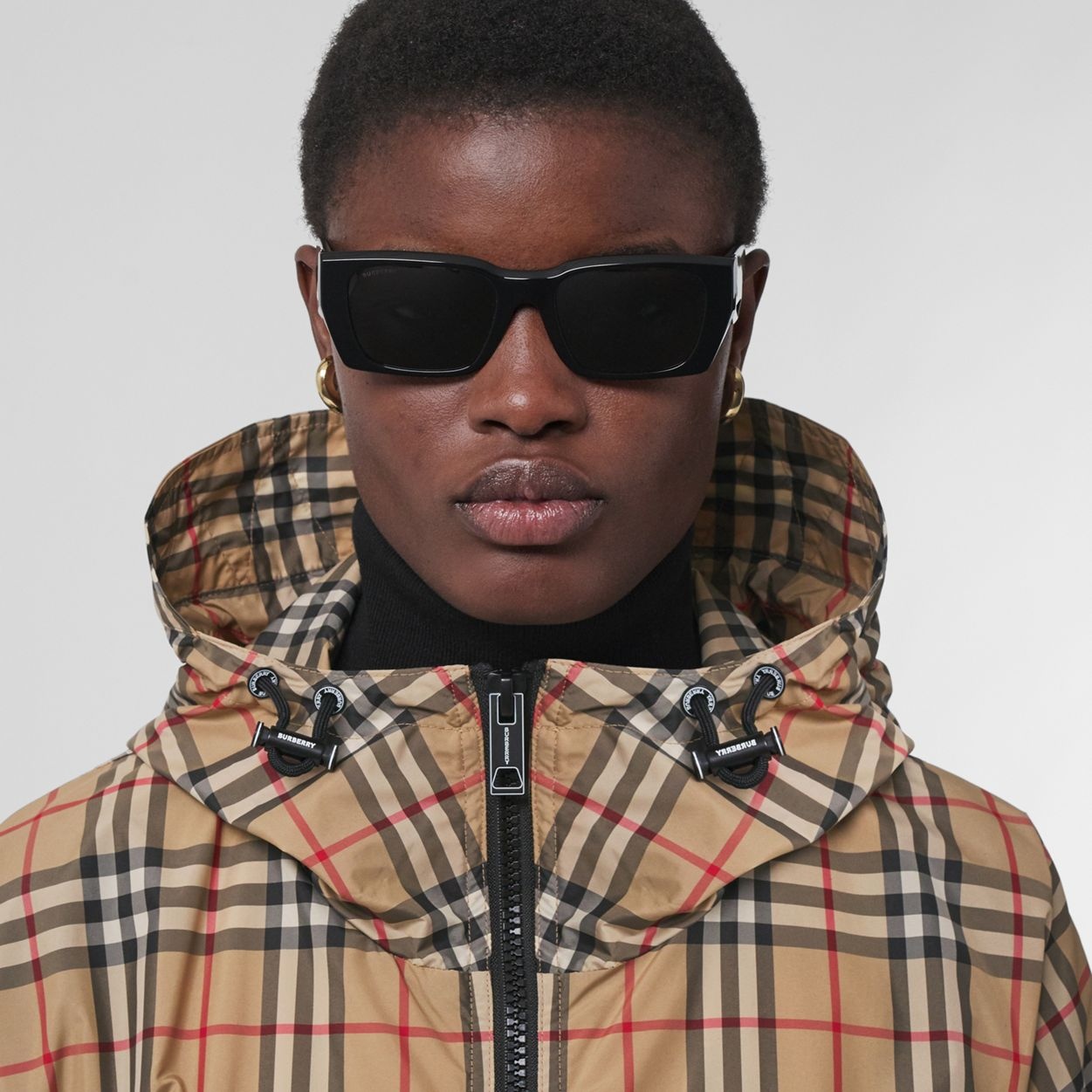 Logo Tape Vintage Check Hooded Jacket - 2