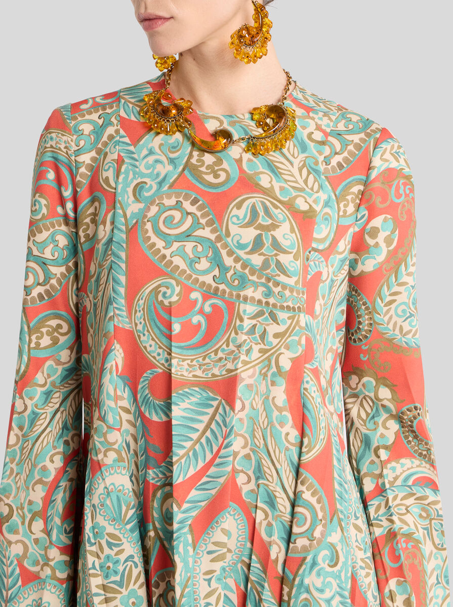 STRETCH SABLE MINI DRESS WITH PAISLEY MOTIF - 2