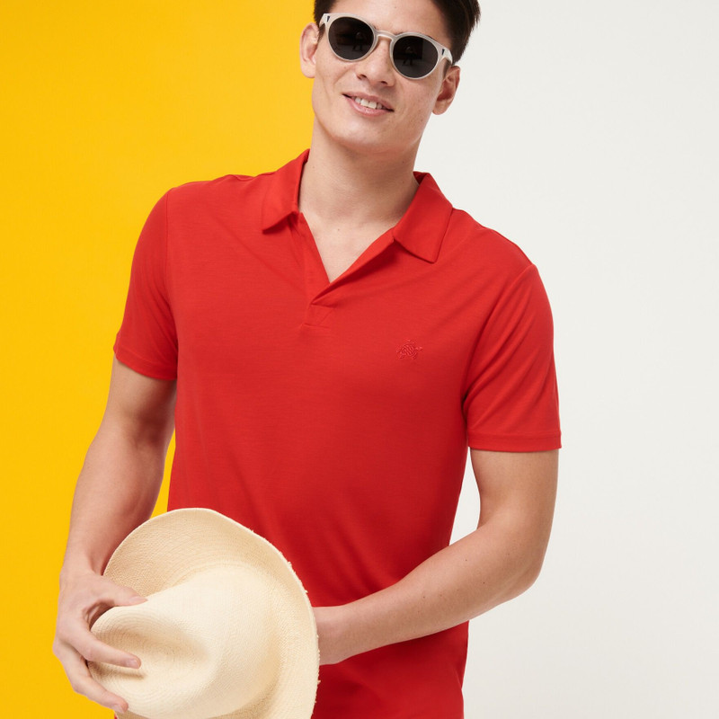 Men Tencel Polo Shirt Solid 6