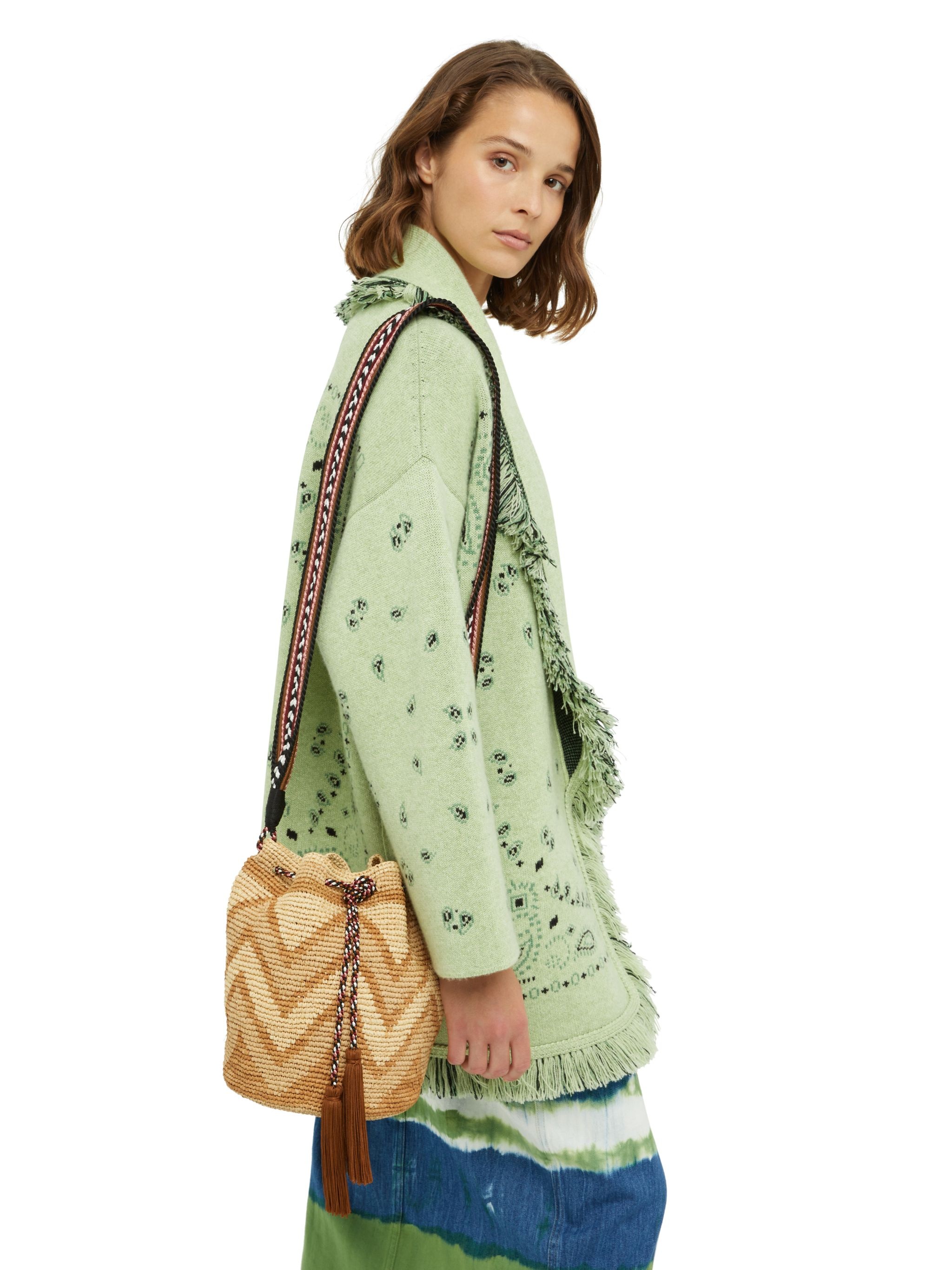 Handmade Chevron Raffia Satchet Bag - 8