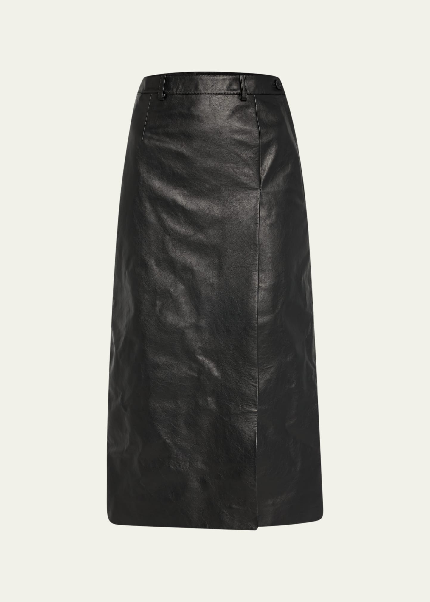Slit Tailored Leather Midi Skirt - 1