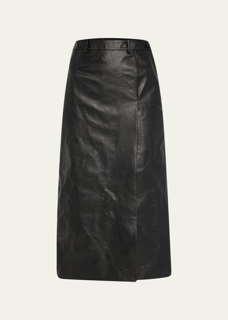 Slit Tailored Leather Midi Skirt 1