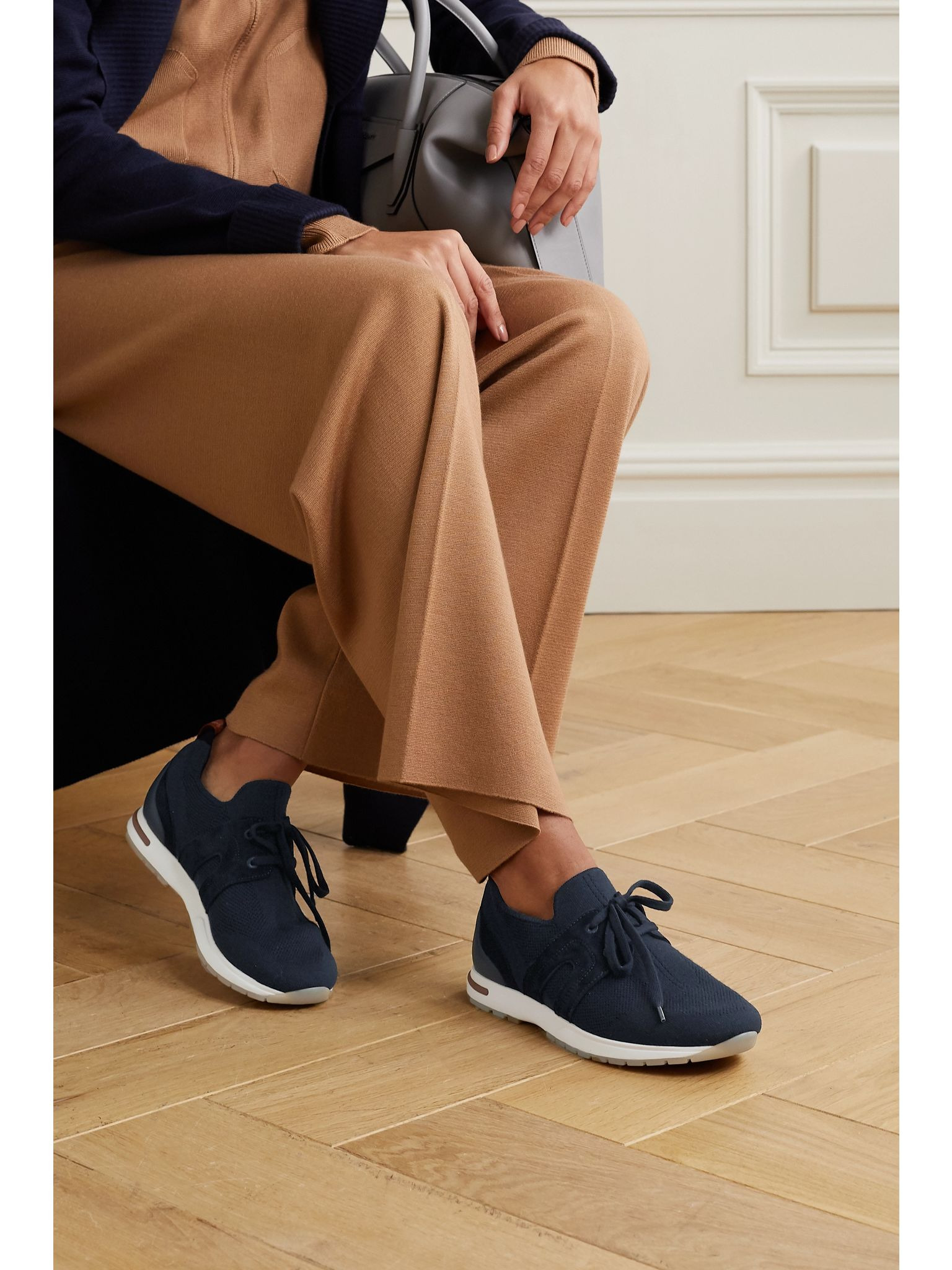 Flexy Lady wool, leather and suede sneakers Navy - 2