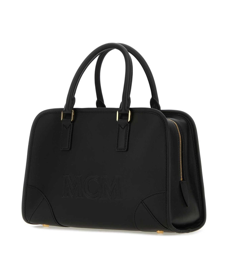 MCM Black Leather Aren Boston Medium Handbag outlook