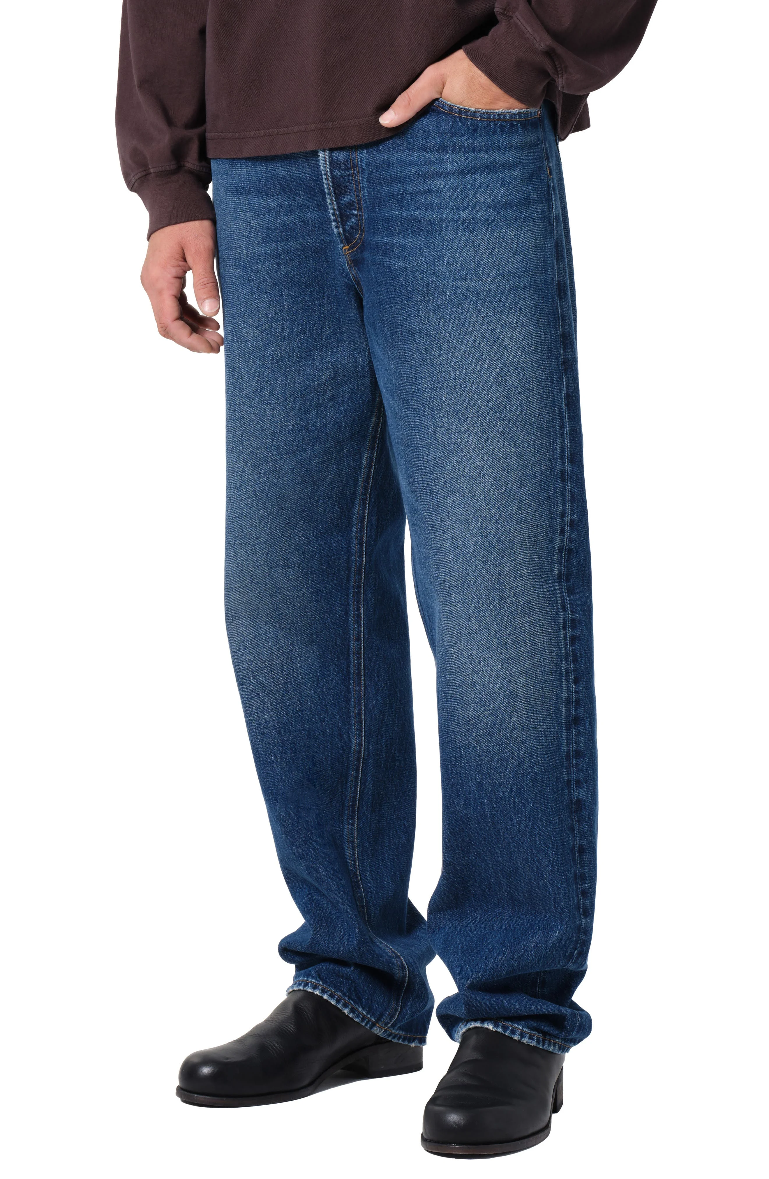 AGOLDE '90s Mid Rise Relaxed Straight Leg Jeans in Dark Indigo at Nordstrom - 1