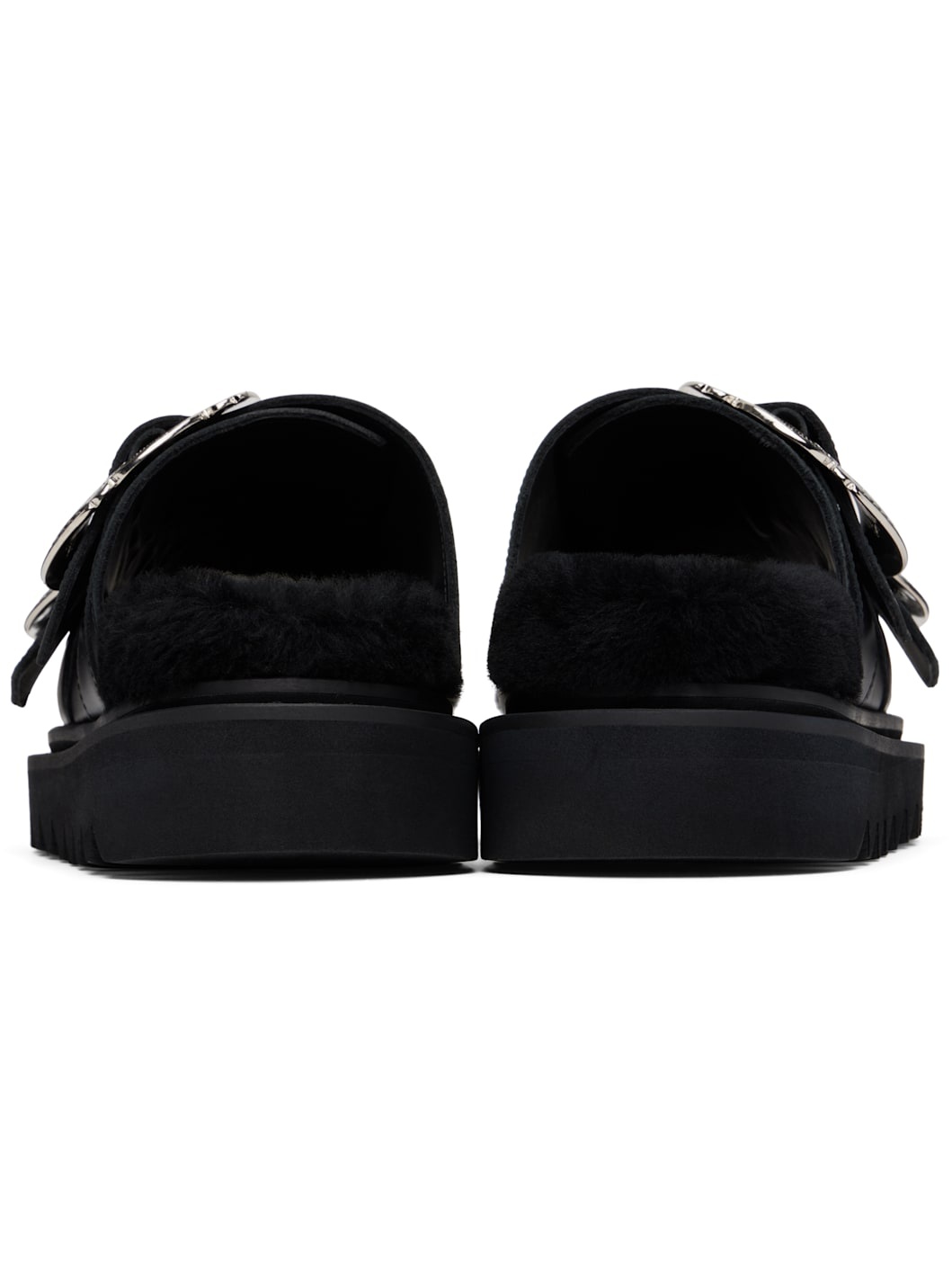 Black Teddy Double Strap Buckled Sandals - 2