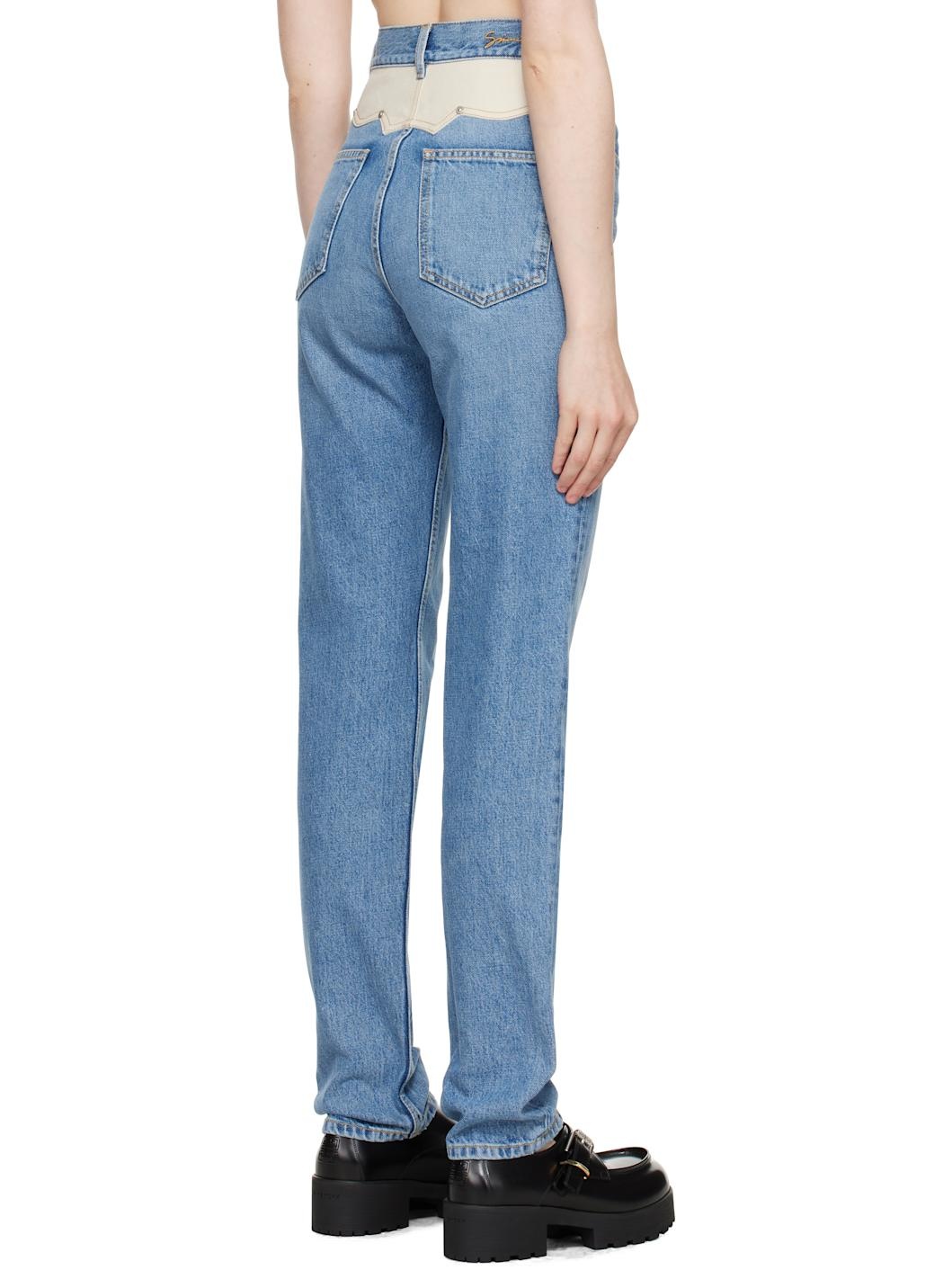 Blue Slim Fit Yoke Jeans - 3