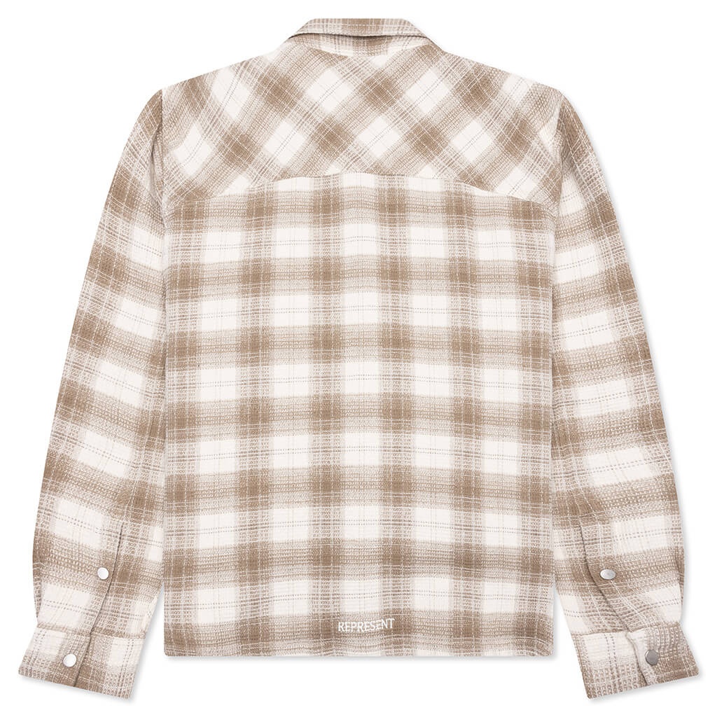 WAFFLE FLANNEL SHIRT - MID BROWN - 2