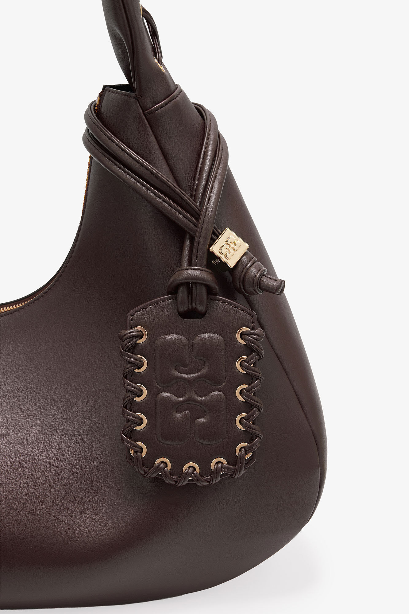 BROWN MEDIUM LACES HOBO BAG - 3