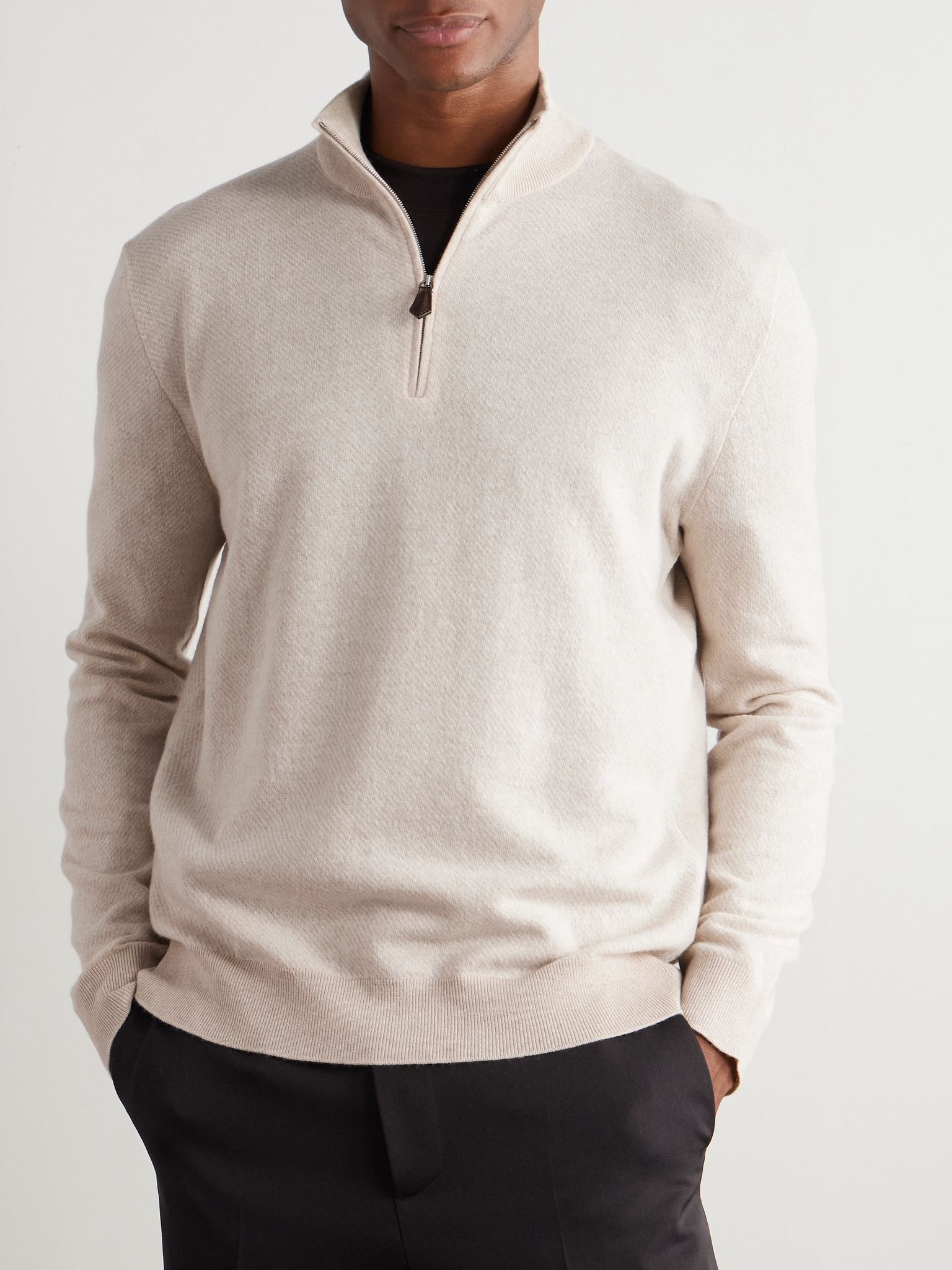 Roadster Cashmere Half-Zip Sweater Beige - 3