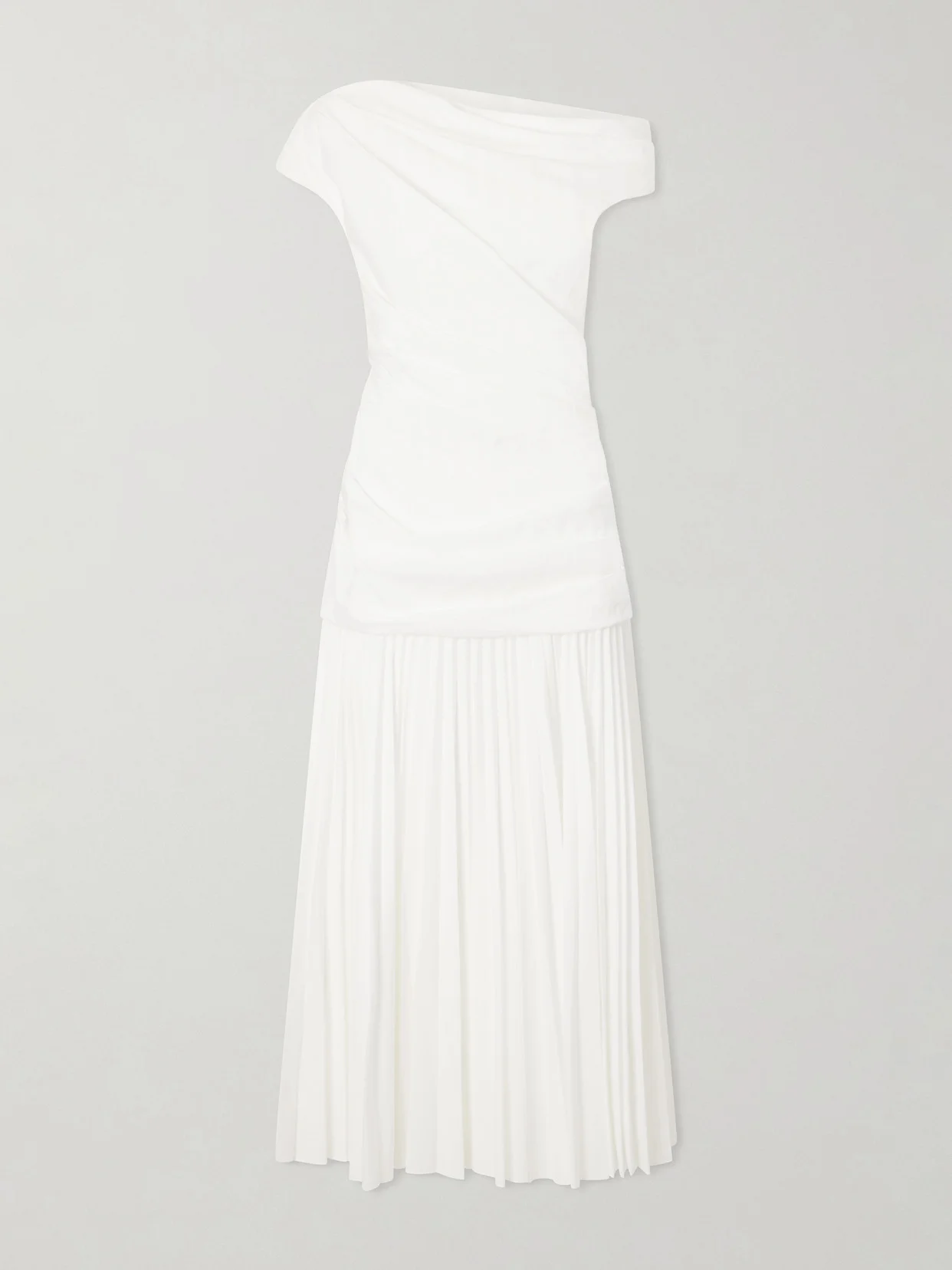 Ammalie One-shoulder Draped Pleated Poplin Midi Dress - 1