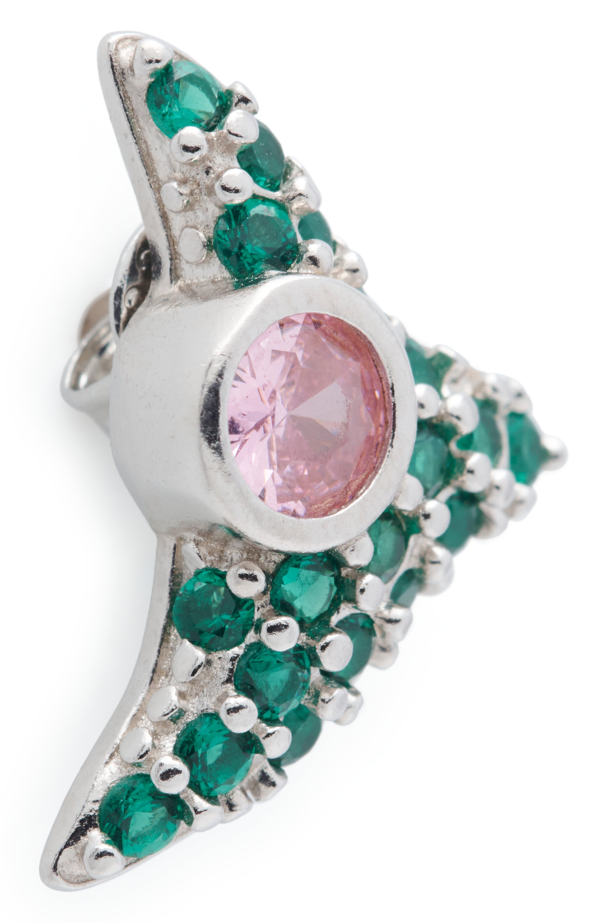 LIGHT PINK EMERALD TRIGON STUDS - 4
