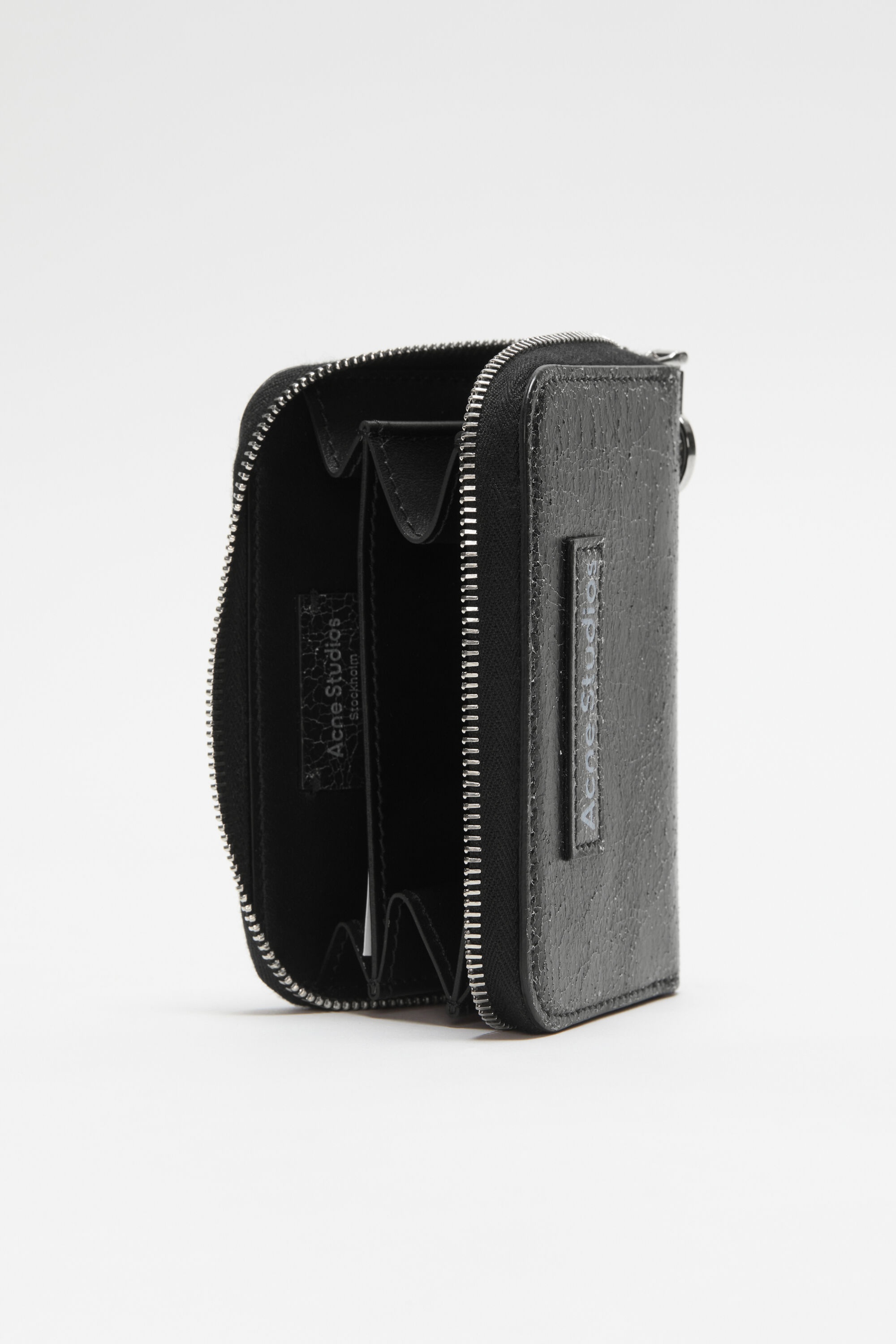 Leather zip wallet - Black - 5