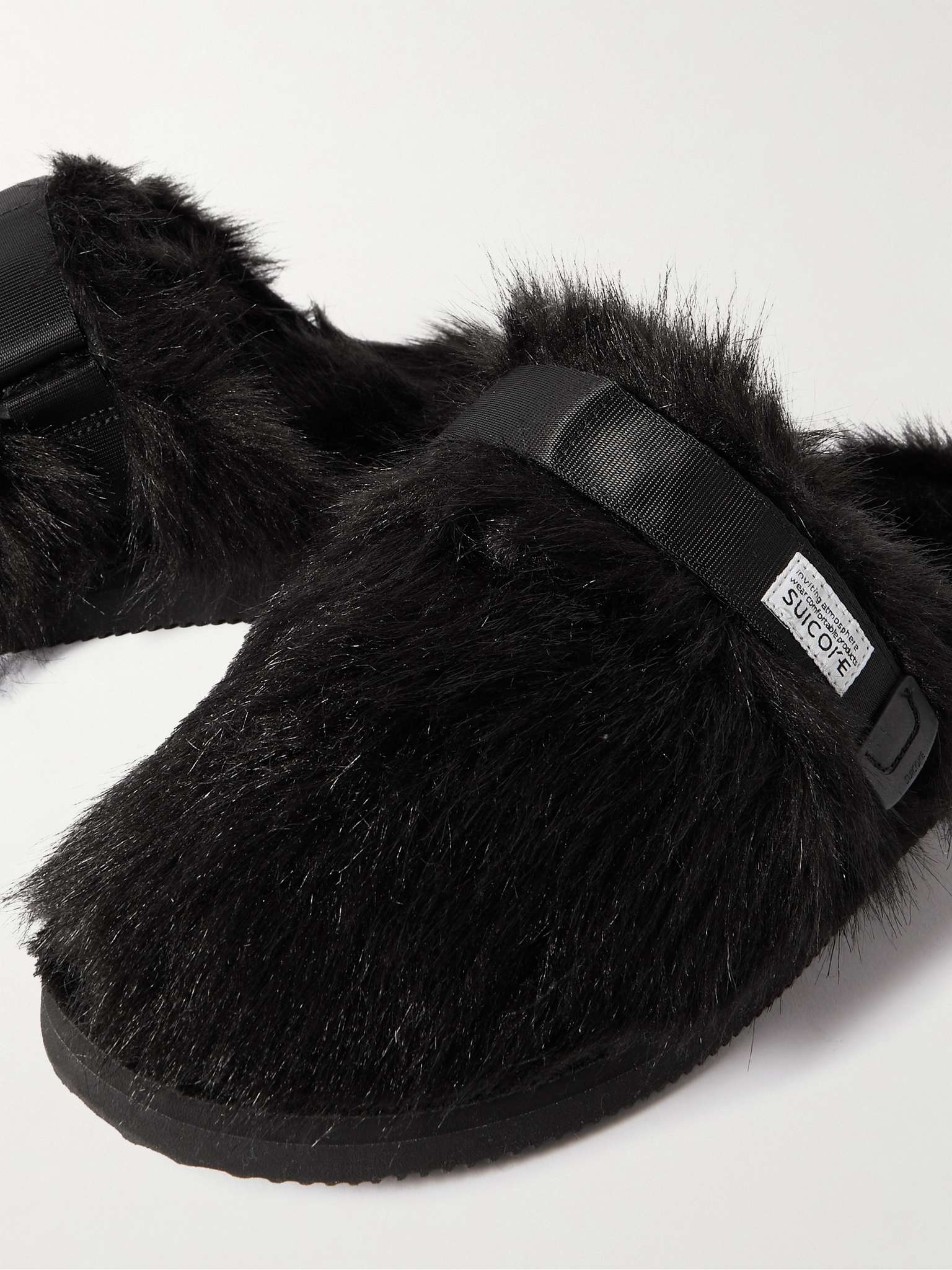 Zavo-2EU Webbing-Trimmed Faux Fur Mules - 6