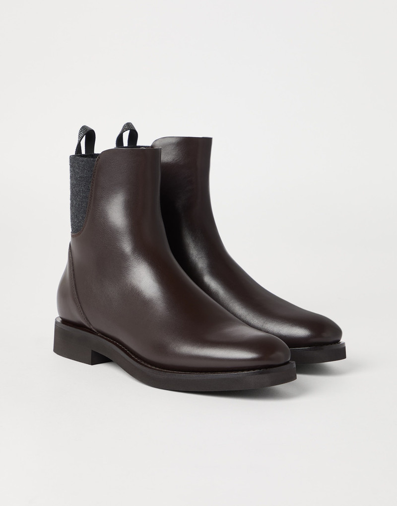 Matte calfskin Chlesea 부츠 와 빛나는 세부 - 1