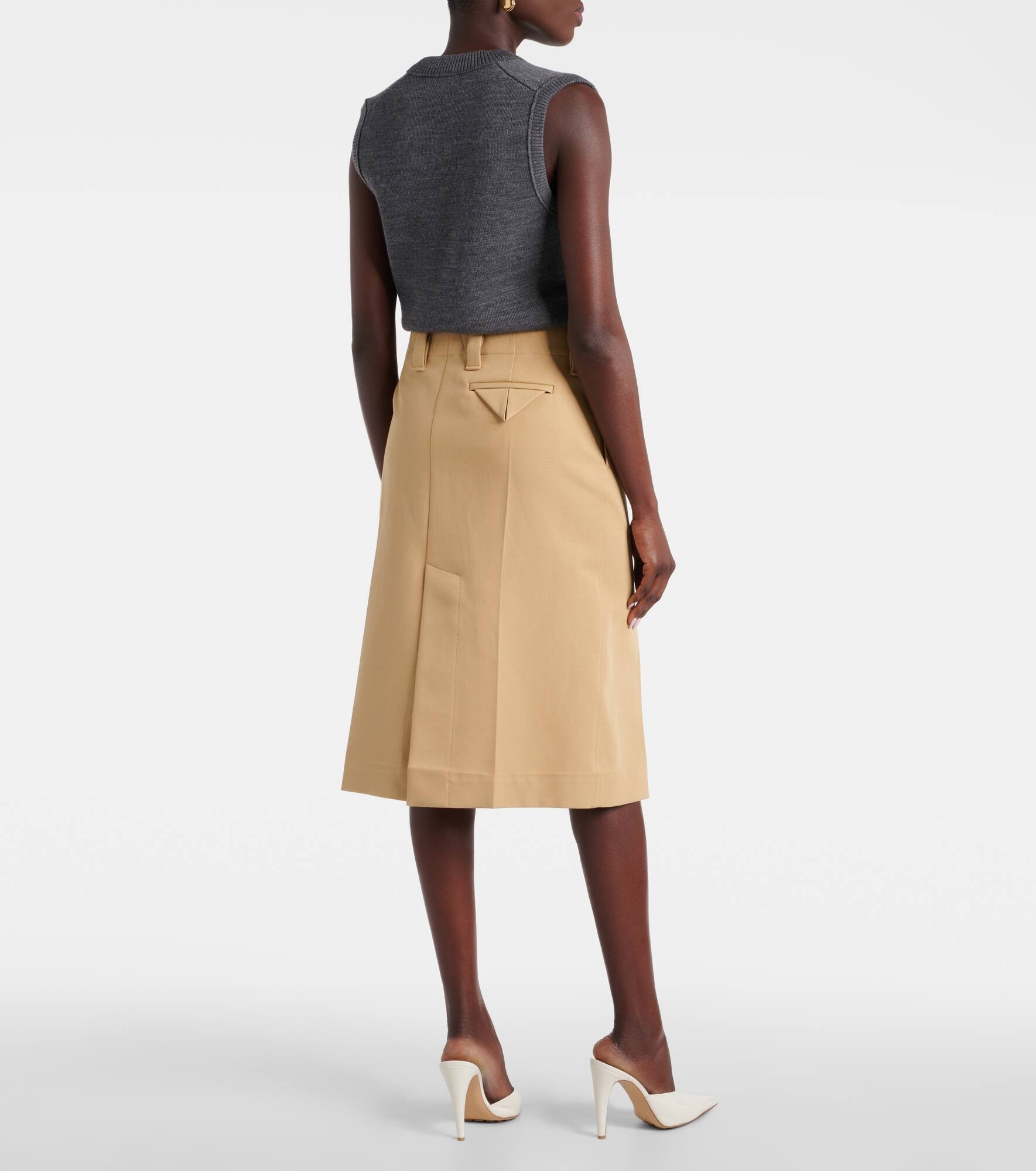 Cotton canvas pencil skirt - 3