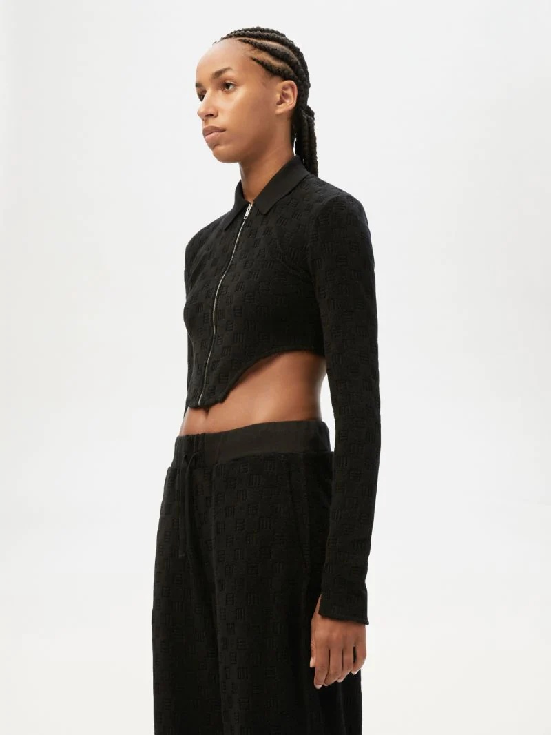 MONOGRAM ZIP UP FITTED TOP - 4
