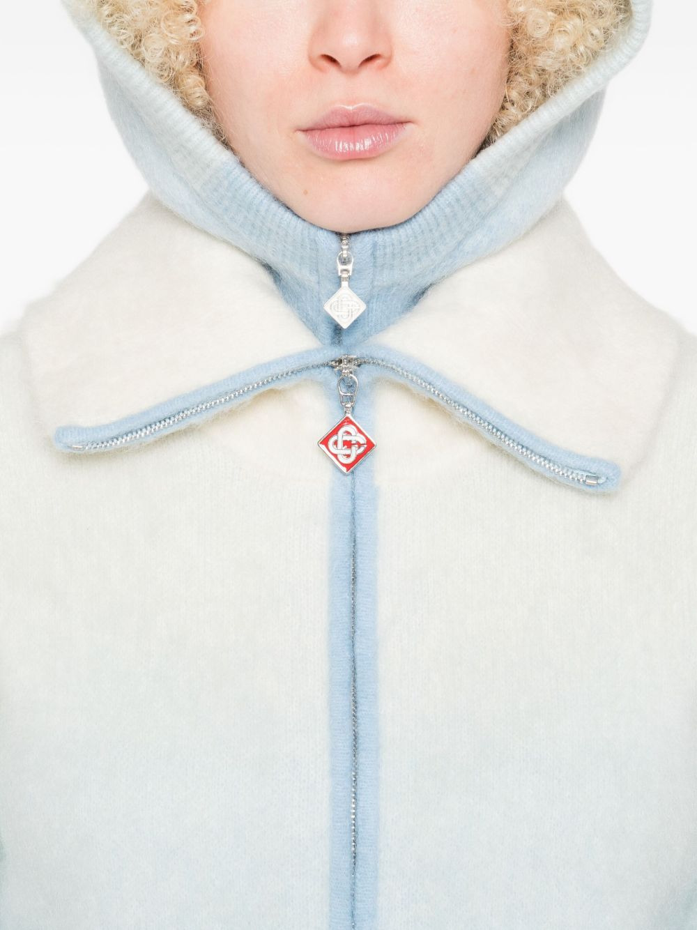 gradient zip-up cardigan - 5