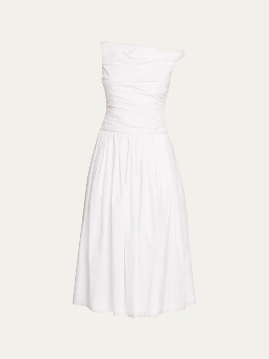 Zora A-Line Poplin Midi Dress - 1