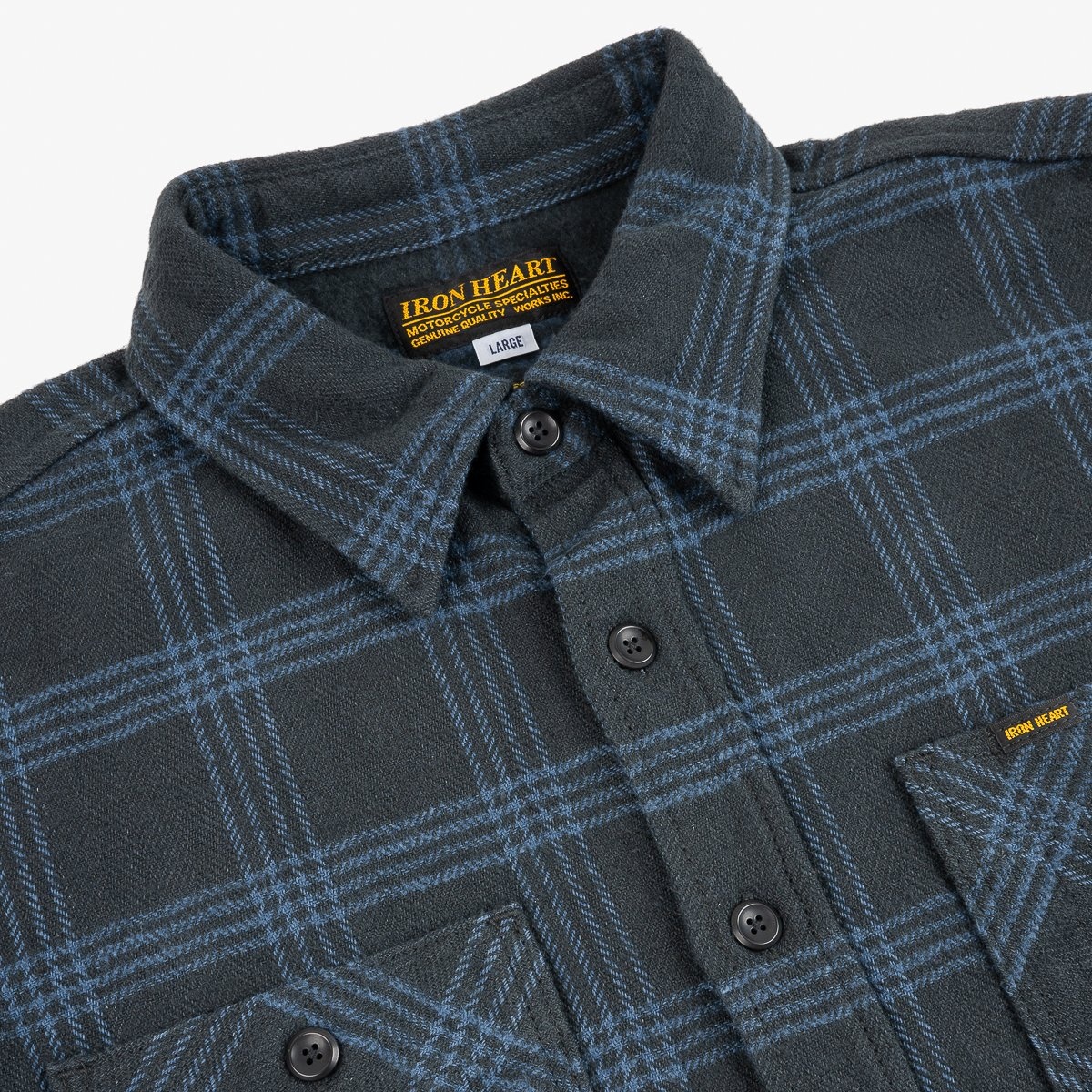 IHSH-408-BLK 12oz Slubby Heavy Flannel Check Work Shirt - Black - 6