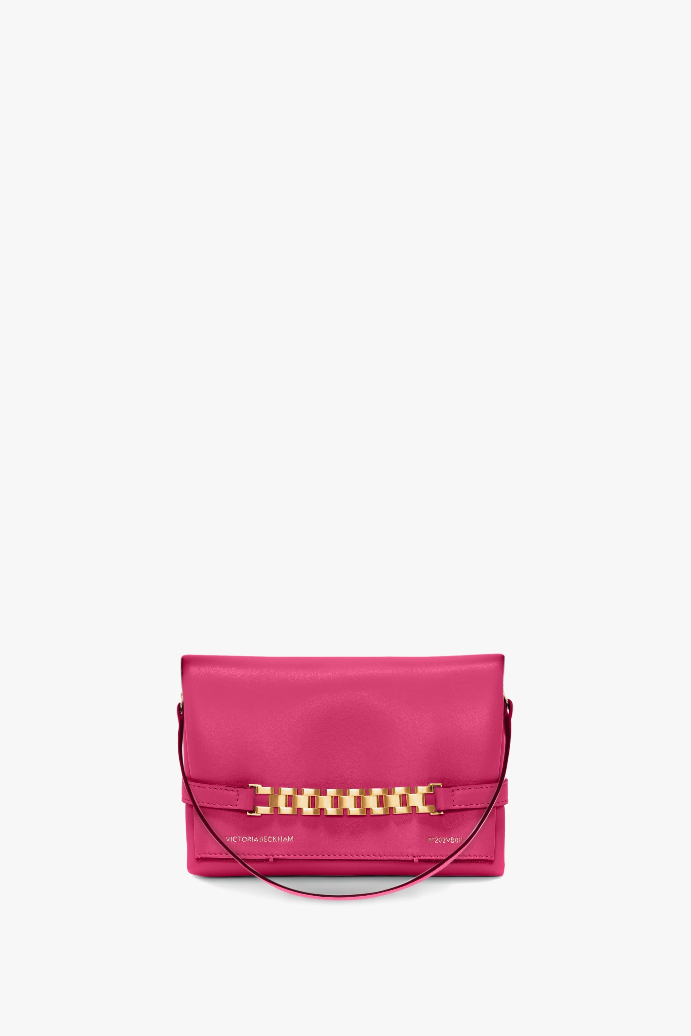 Mini Chain Pouch In Fuchsia Leather - 3