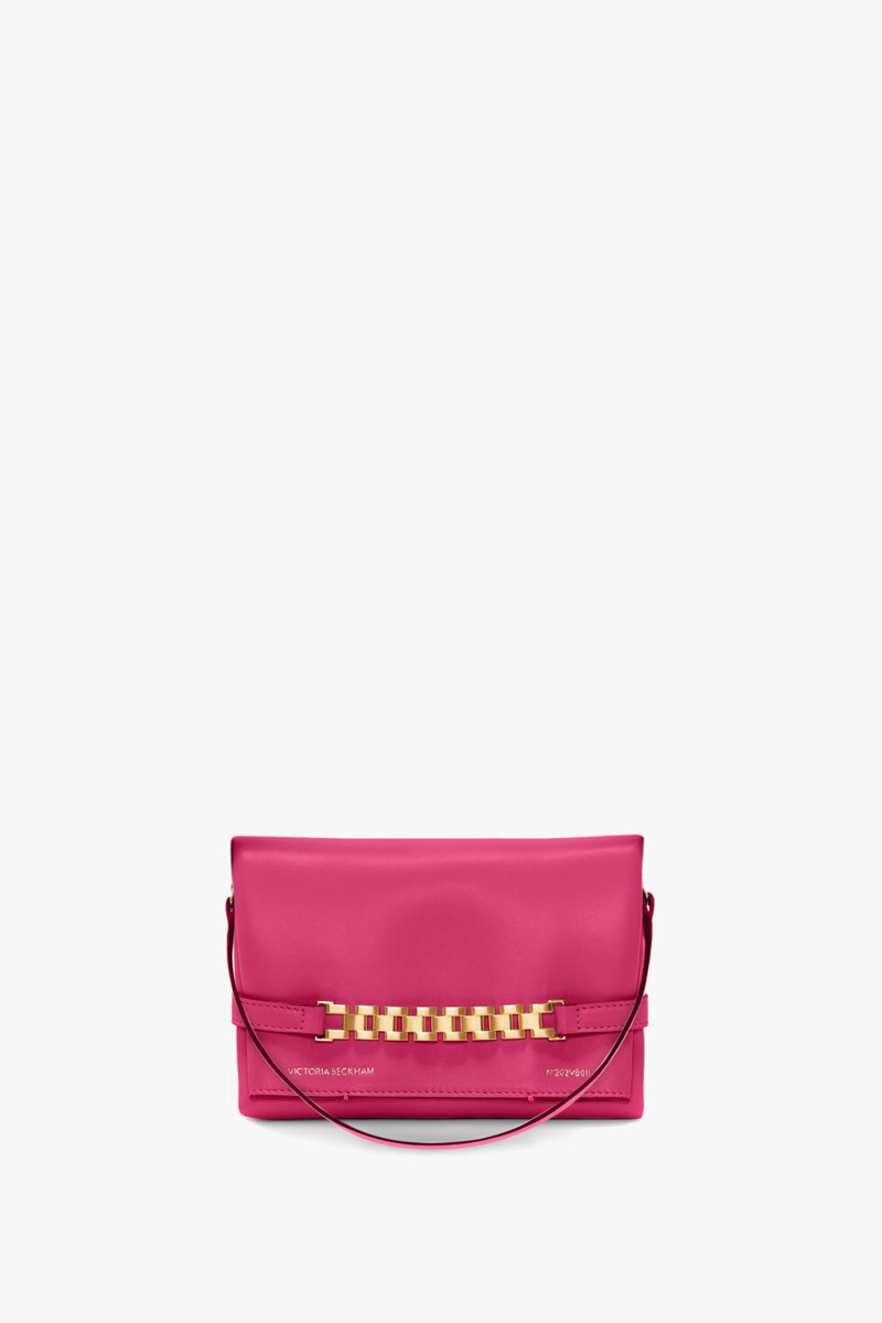 Mini Chain Pouch In Fuchsia Leather 3