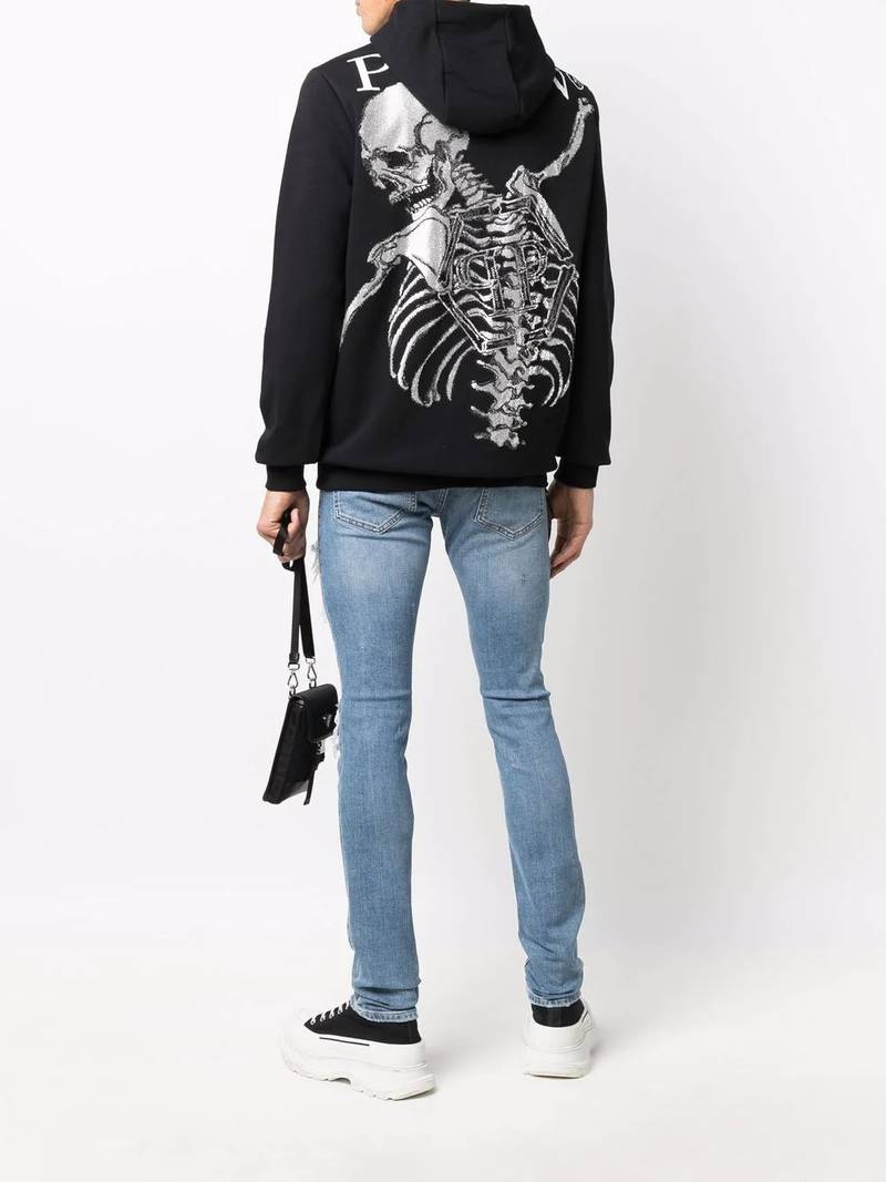 PHILIPP PLEIN skeleton-print pullover hoodie outlook
