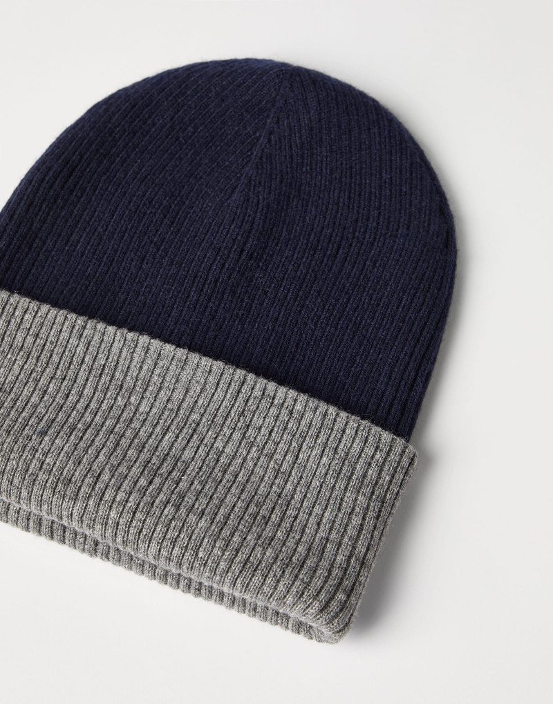 Brunello Cucinelli Cashmere double knit ribbed beanie outlook