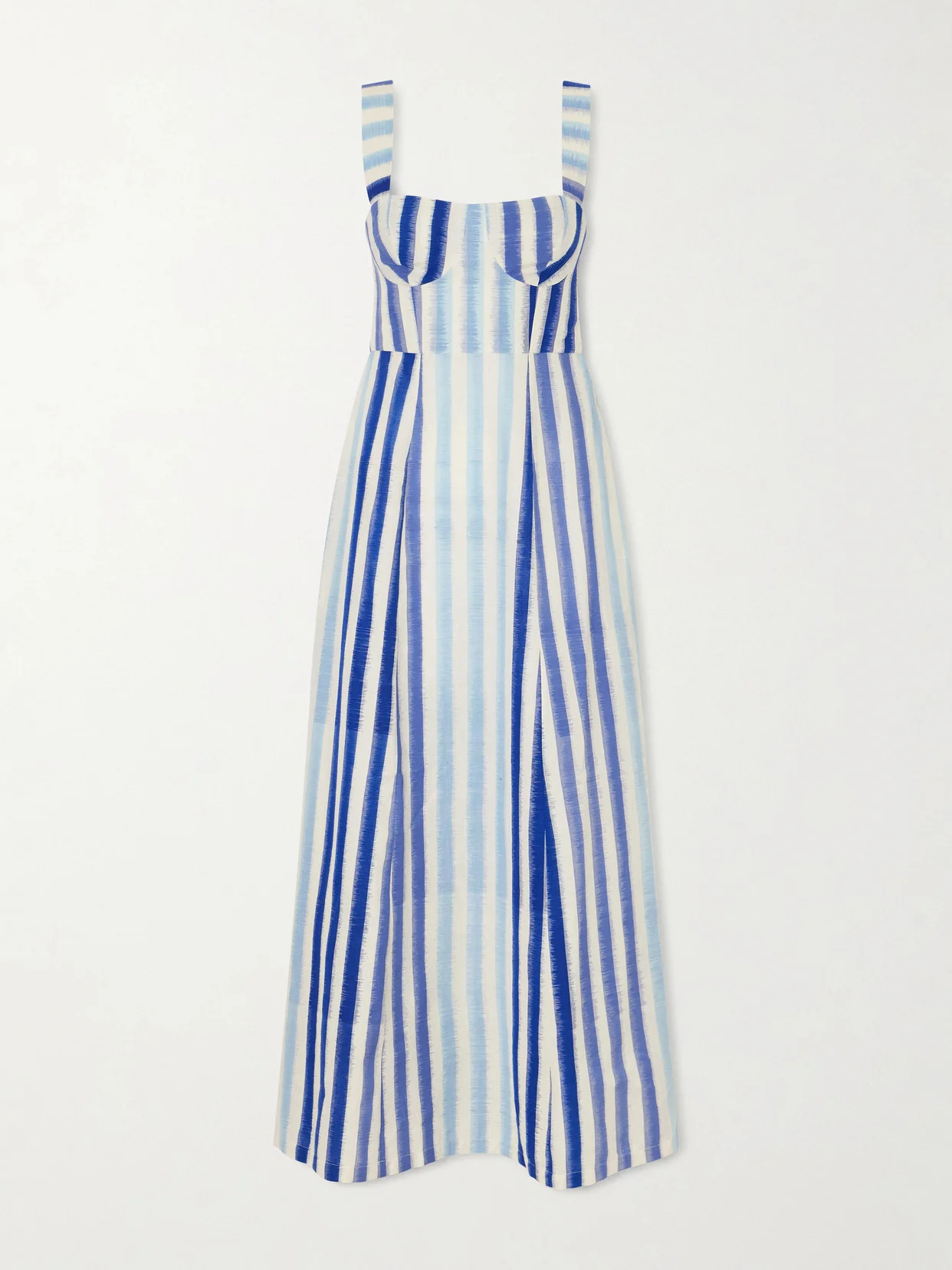 Azzurra Ikat Striped Cotton Midi Dress - 1