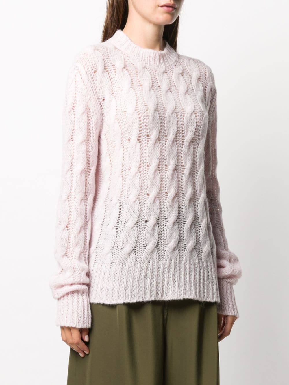 cable knit crew neck jumper - 3