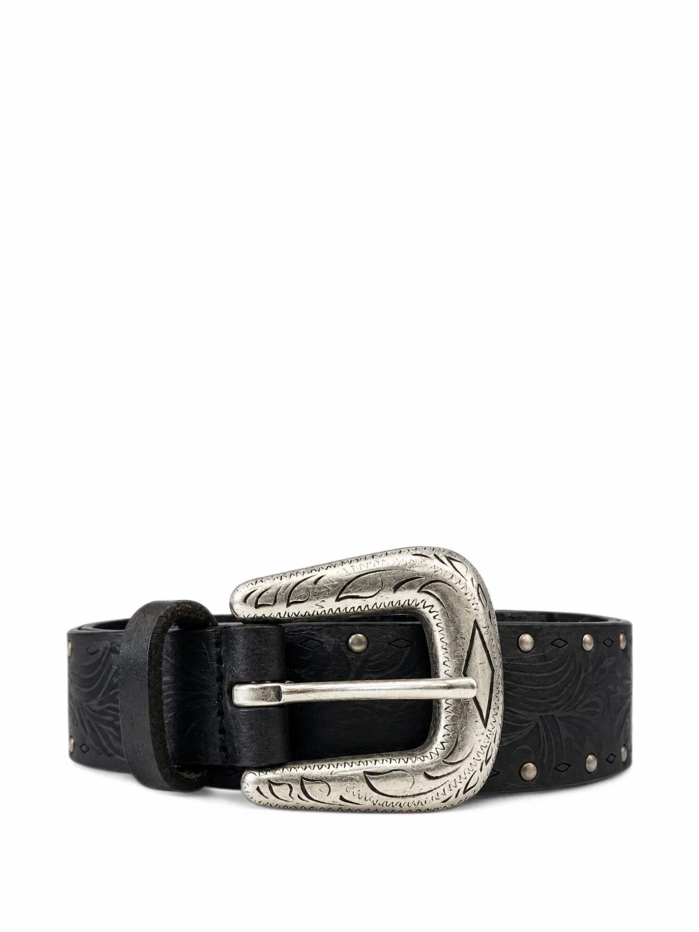 stud-embellished engraved-buckle belt - 1