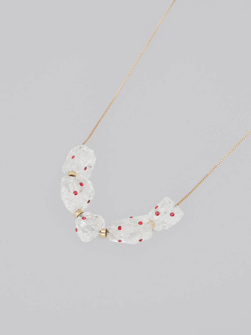 WHITE QUARTZ MULTI-STONE NECKLACE WITH RHINESTONE POLKA DOTS - 3