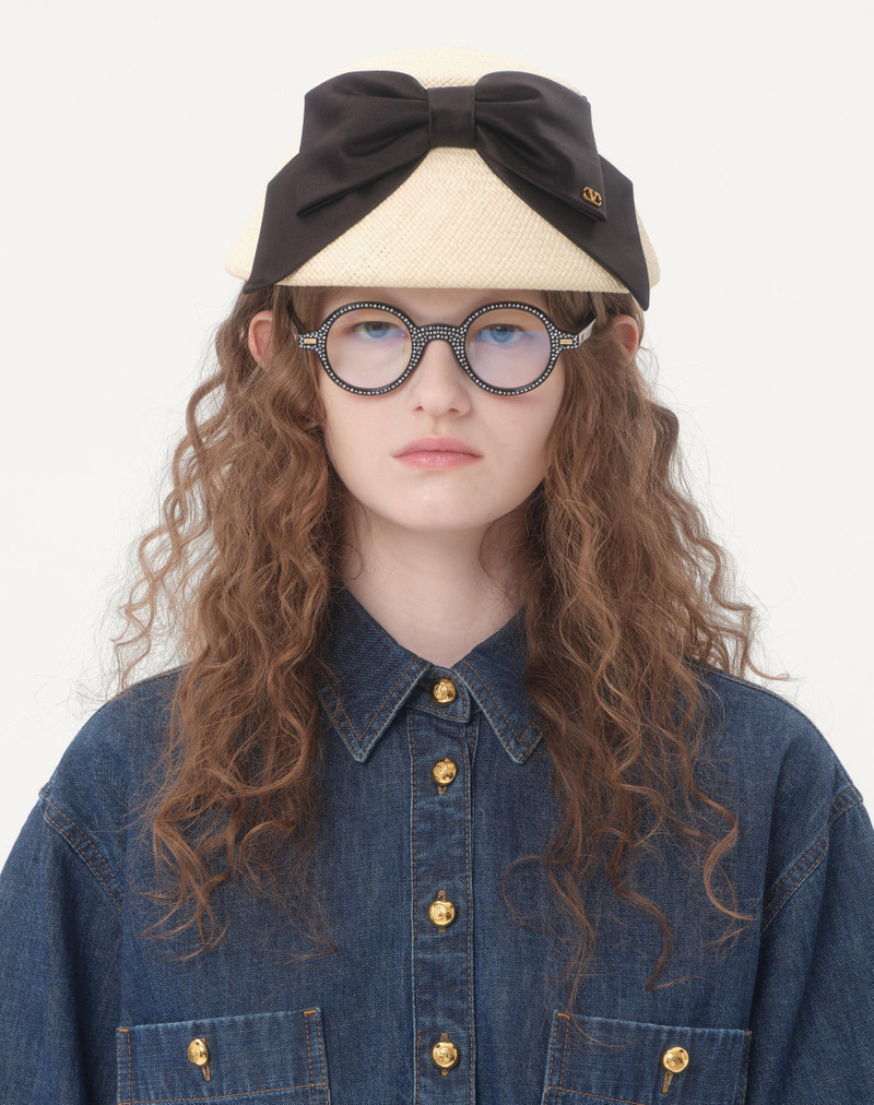 Valentino VLOGO SIGNATURE PANAMA BUCKET HAT WITH SATIN BOW outlook