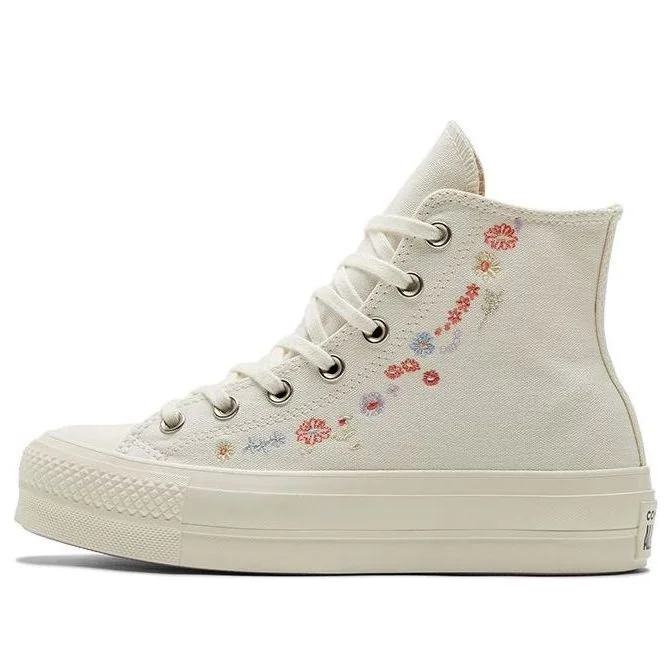 (WMNS) Converse Chuck Taylor All Star Lift Platform 'Embroidered Floral - Egret' A01586C - 1