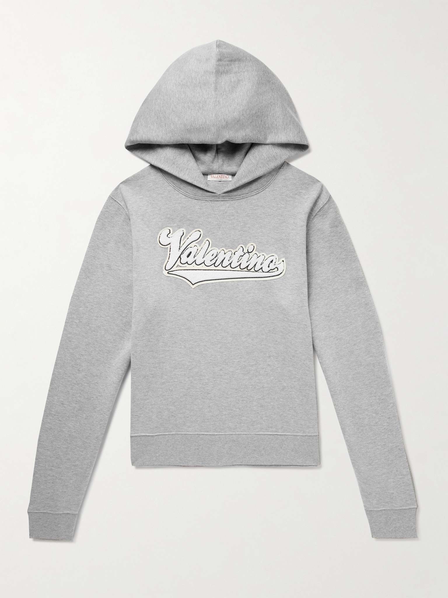 Logo-Appliquéd Bouclé-Trimmed Cotton-Blend Jersey Hoodie - 1