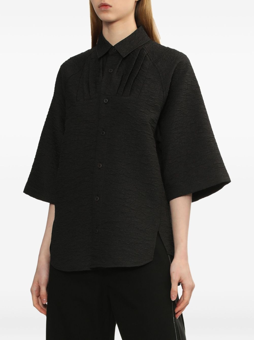 pleated raglan-sleeve shirt - 3