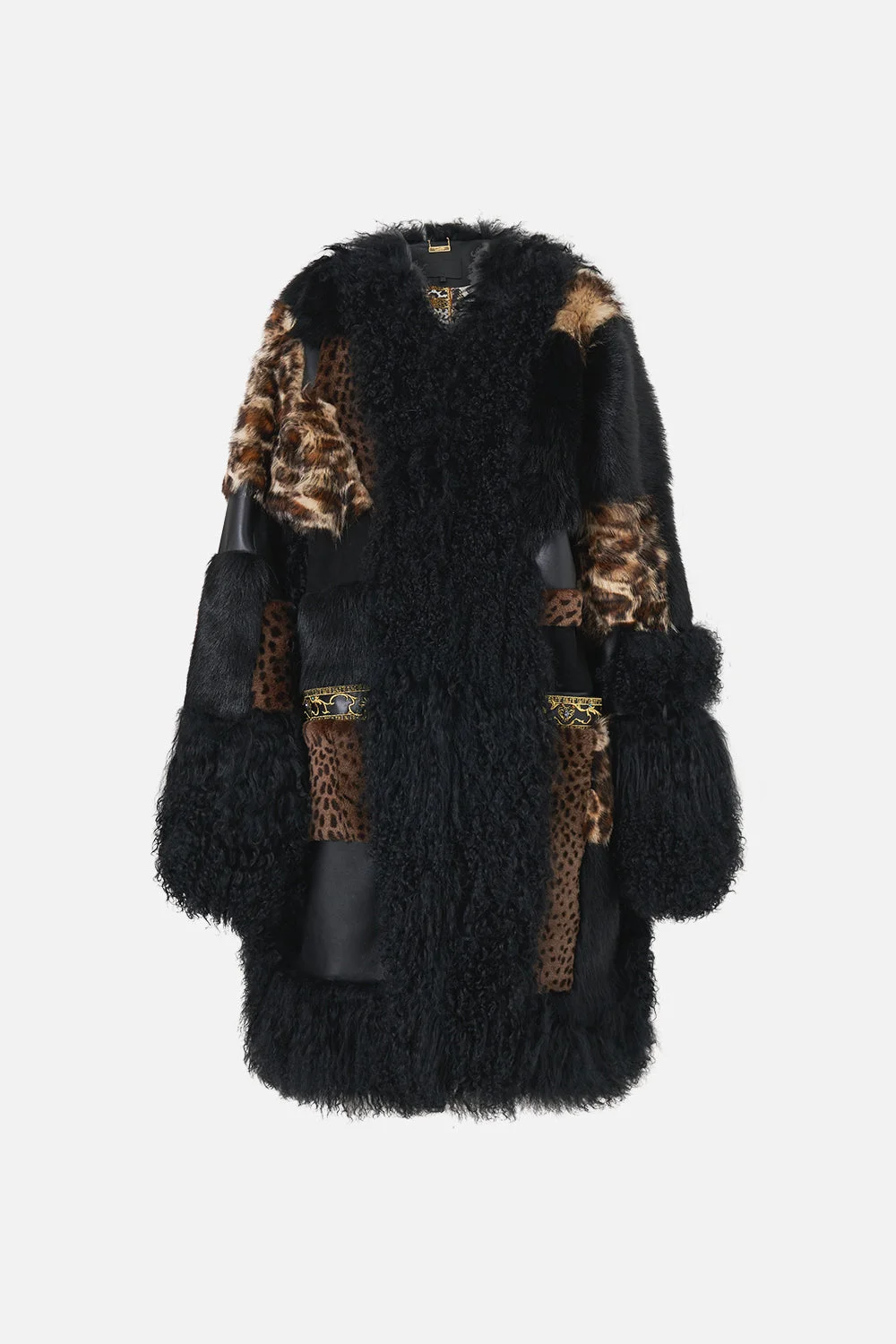 LEATHER PATCHWORK COAT LEOPARD LIBERTINE - 1
