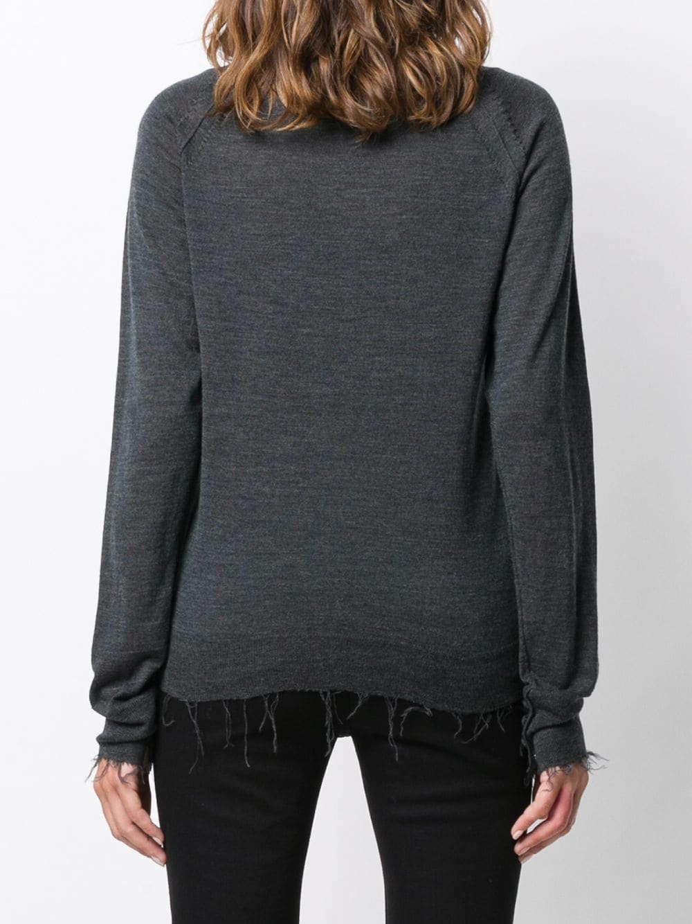 frayed hem roll neck jumper - 4