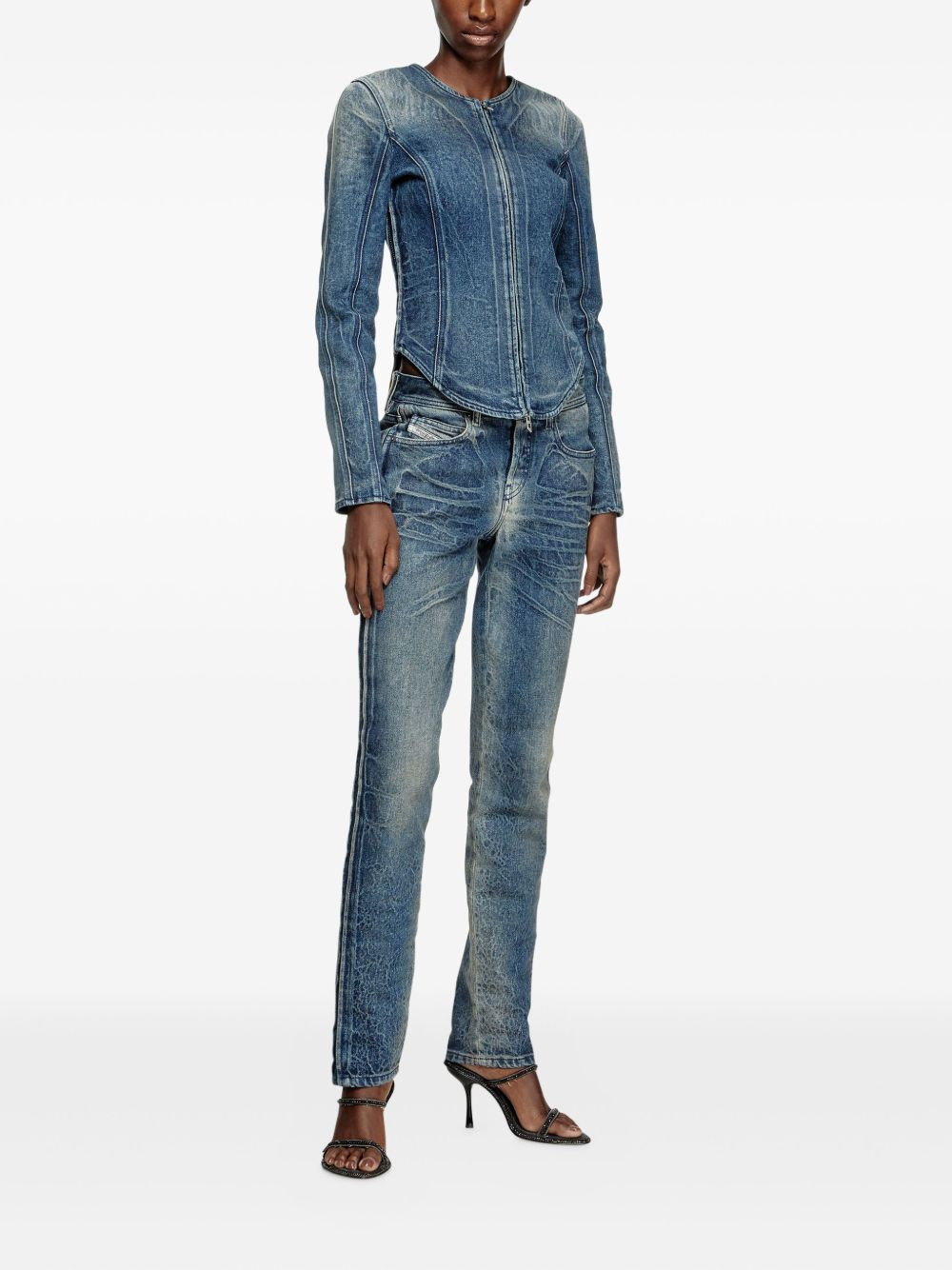 zip-up denim jacket - 2