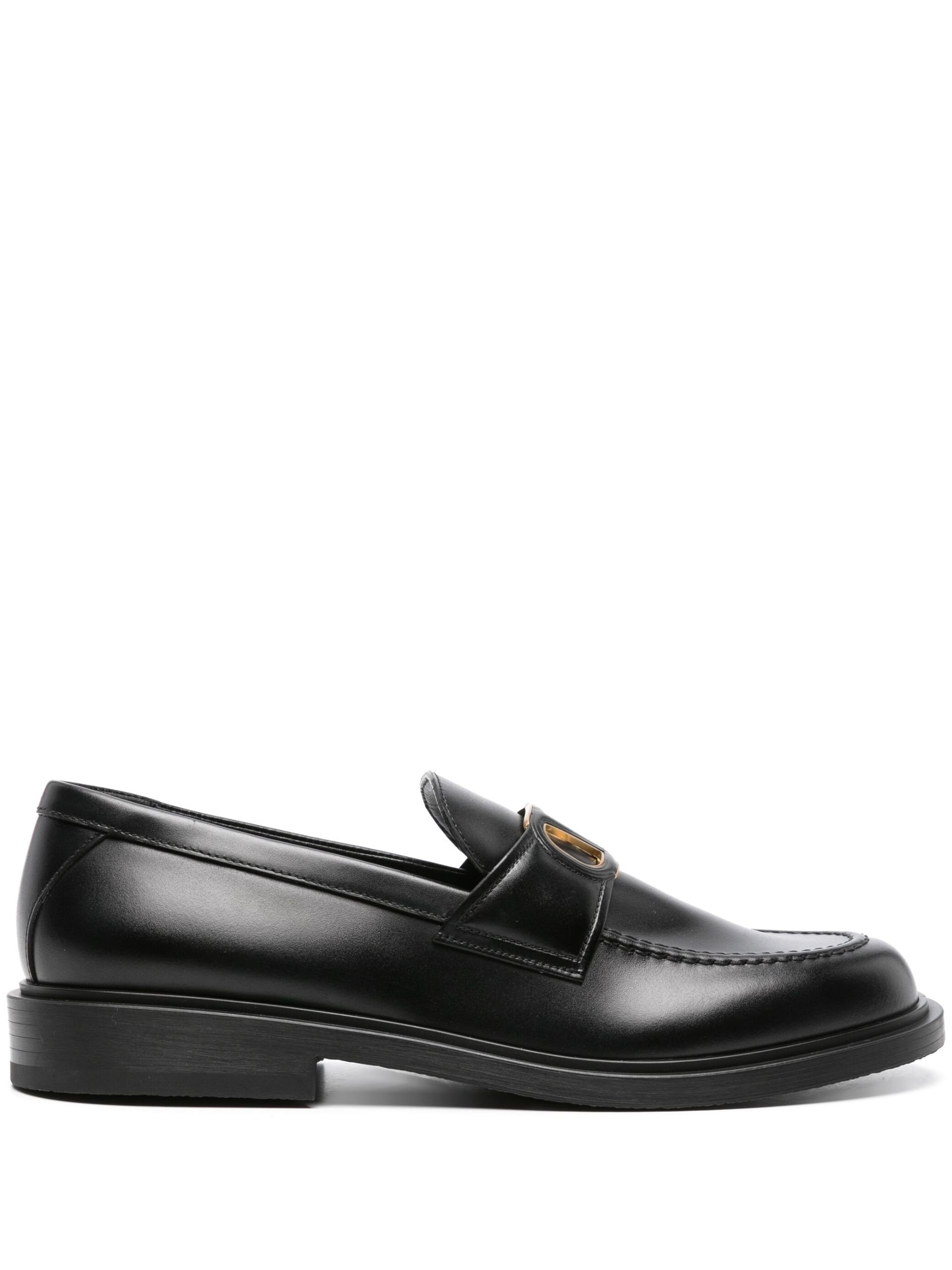 Black VLogo Leather Loafers - 1