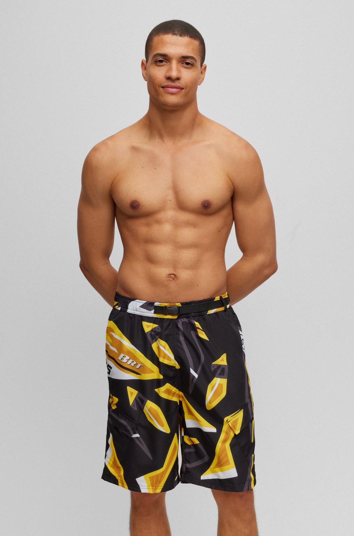 QUICK-DRYING SWIM SHORTS IN SEASONAL-PRINT RECYCLED FABRIC - 2