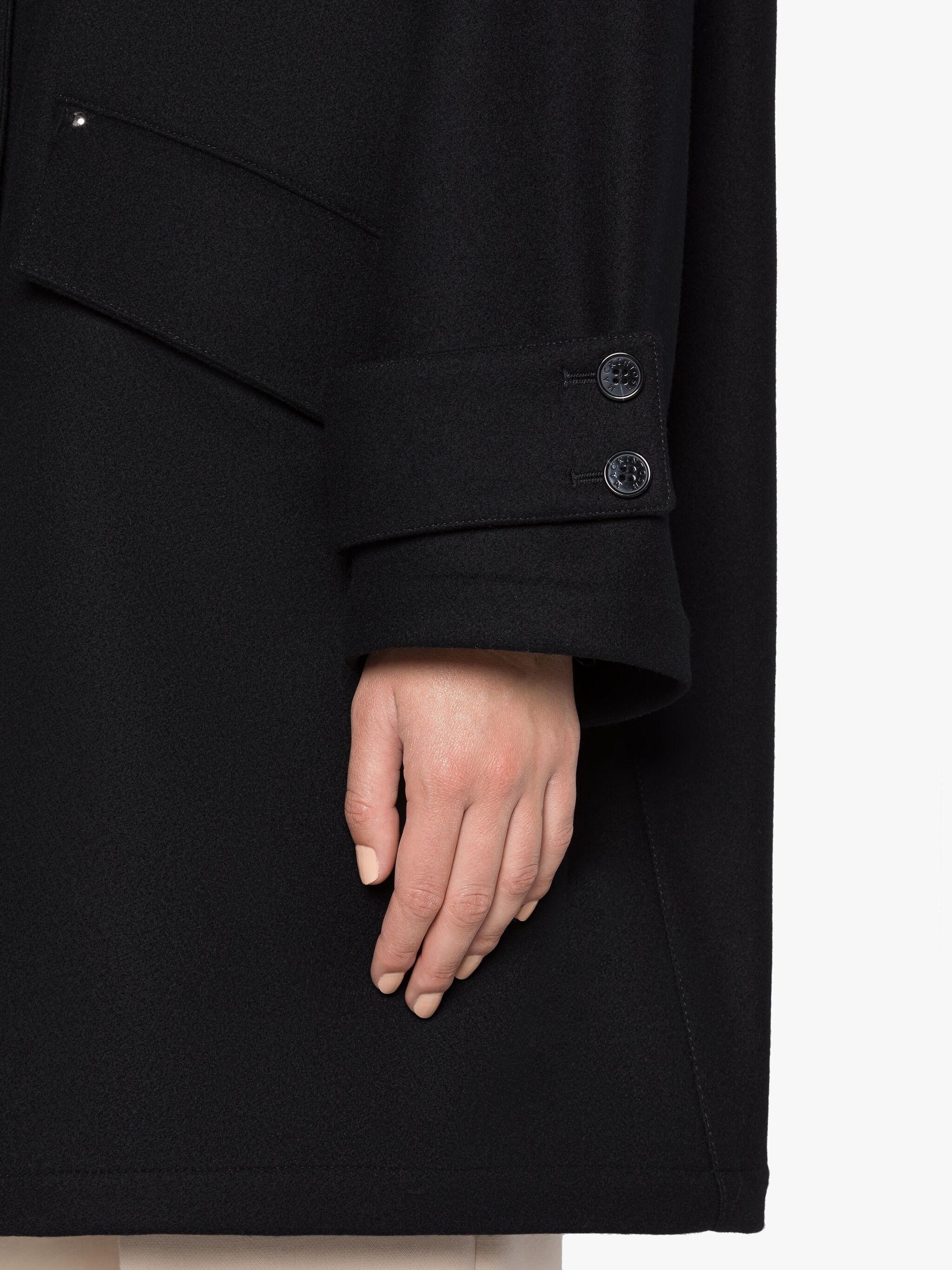 HUMBIE BLACK WOOL OVERCOAT - 6