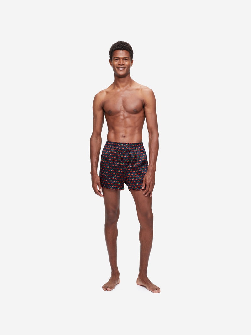 Men's Classic Fit Boxers Brindisi 77 Silk Satin Navy - 4