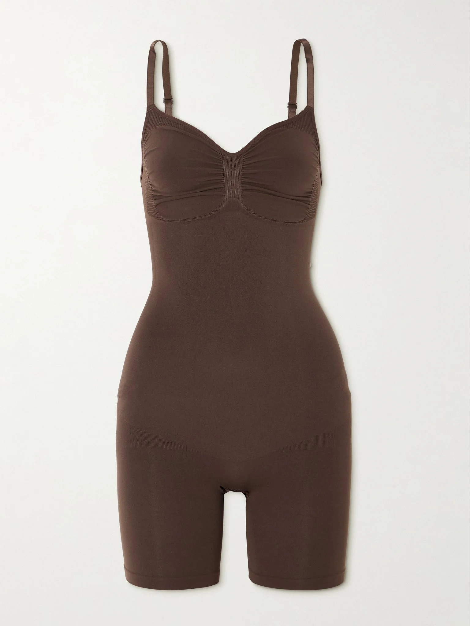 Seamless Sculpt Mid Thigh Bodysuit - Cocoa Chocolate - 1