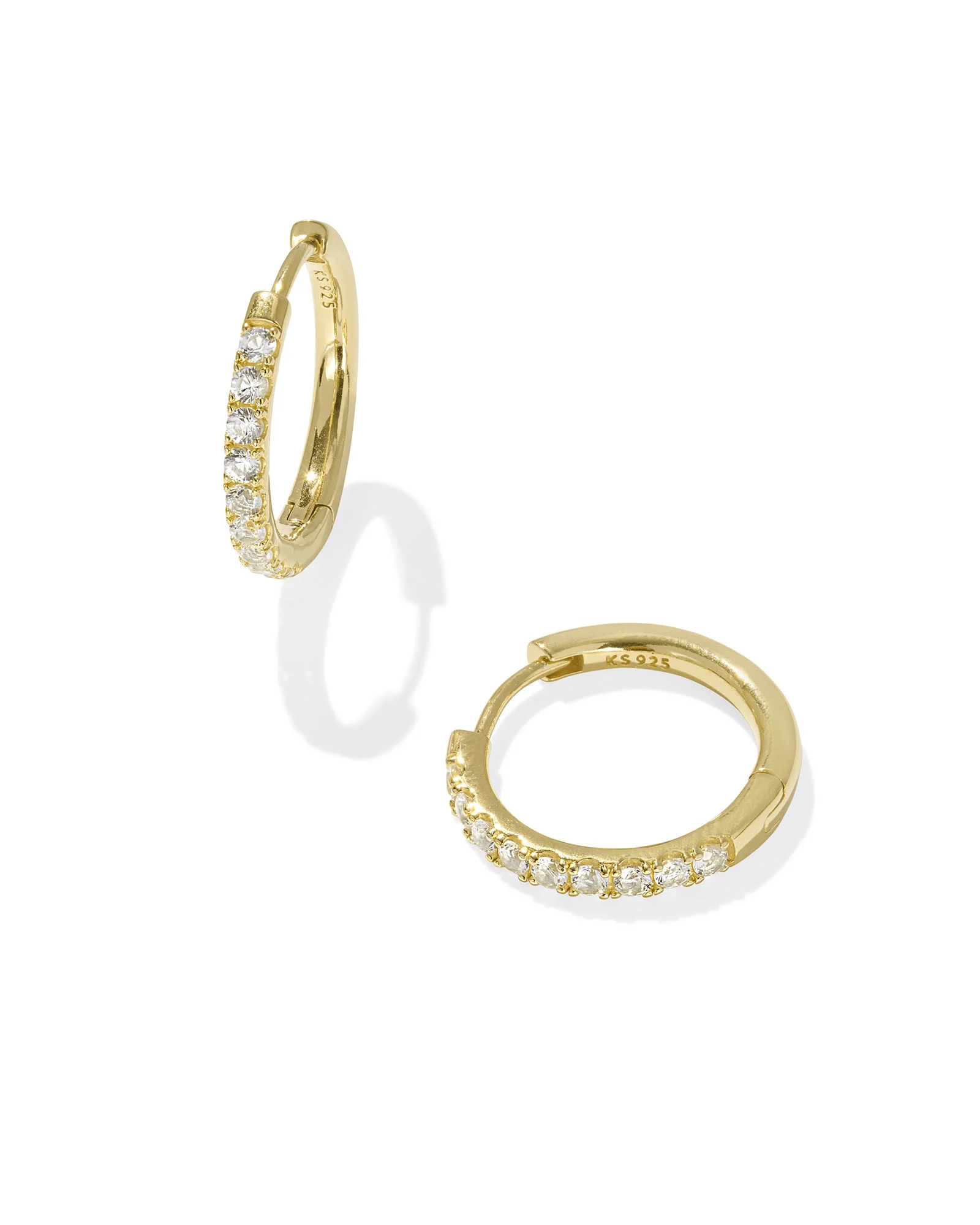 Mackenzie 18k Gold Vermeil Small Hoop Earrings in White Topaz - 1