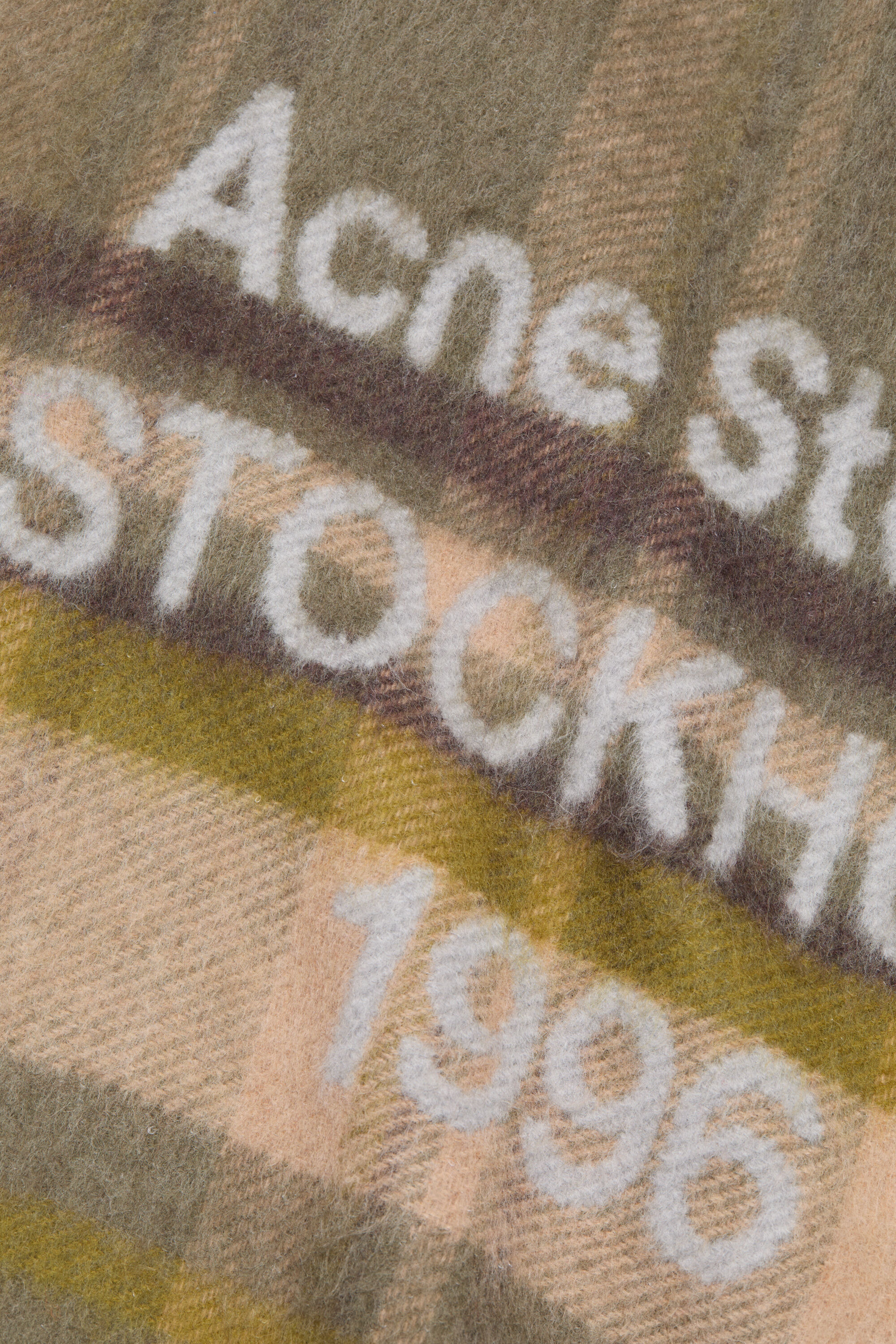 Check logo scarf - Wide - Olive green/grey - 3