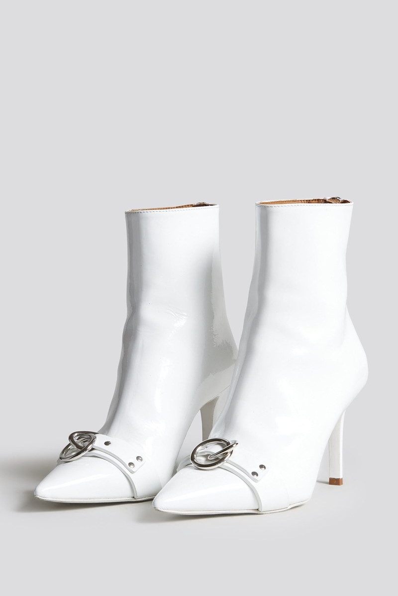 SID HEELED HARNESS BOOT - PATENT WHITE 1