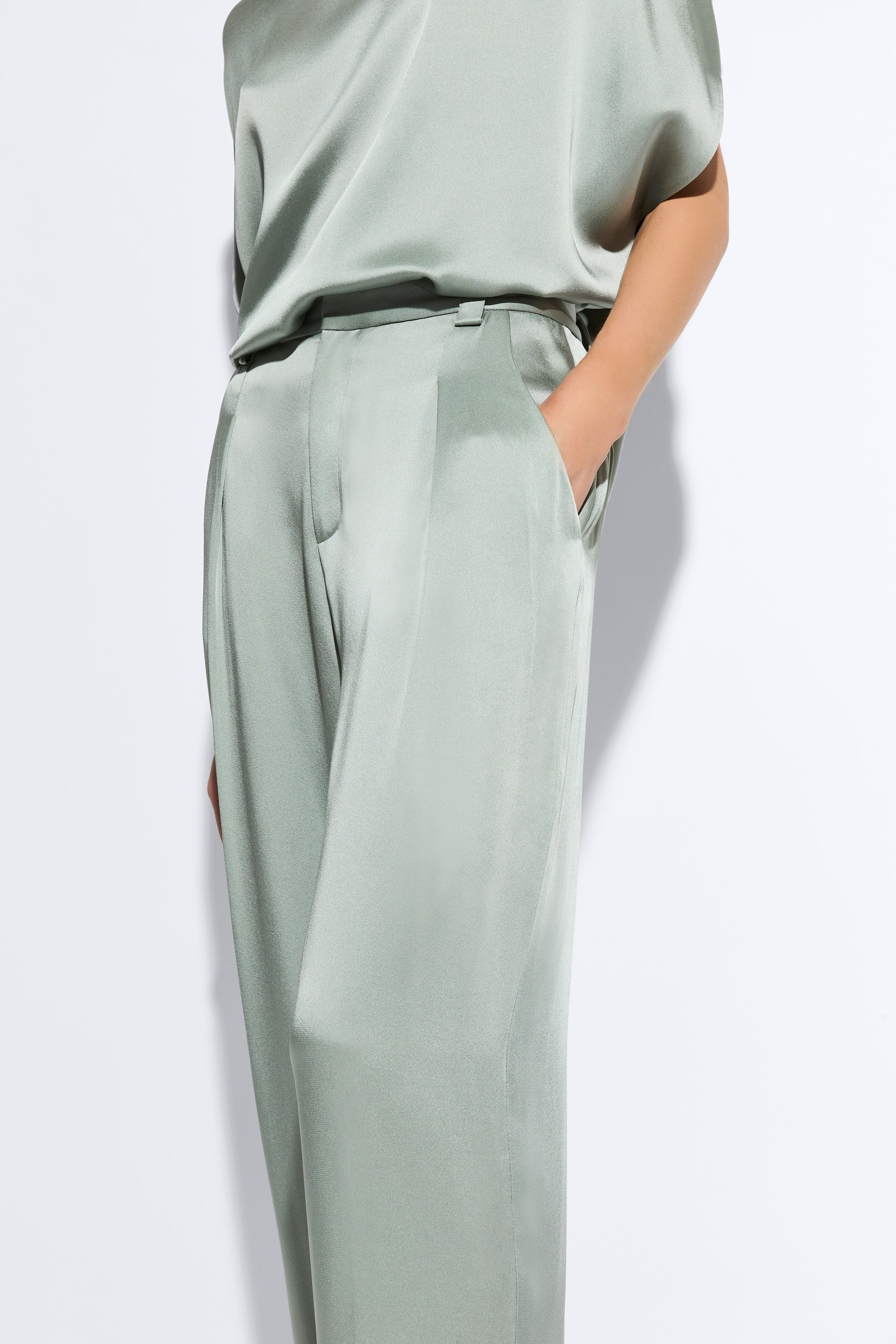 Satin Relaxed Pleated Pant - 4